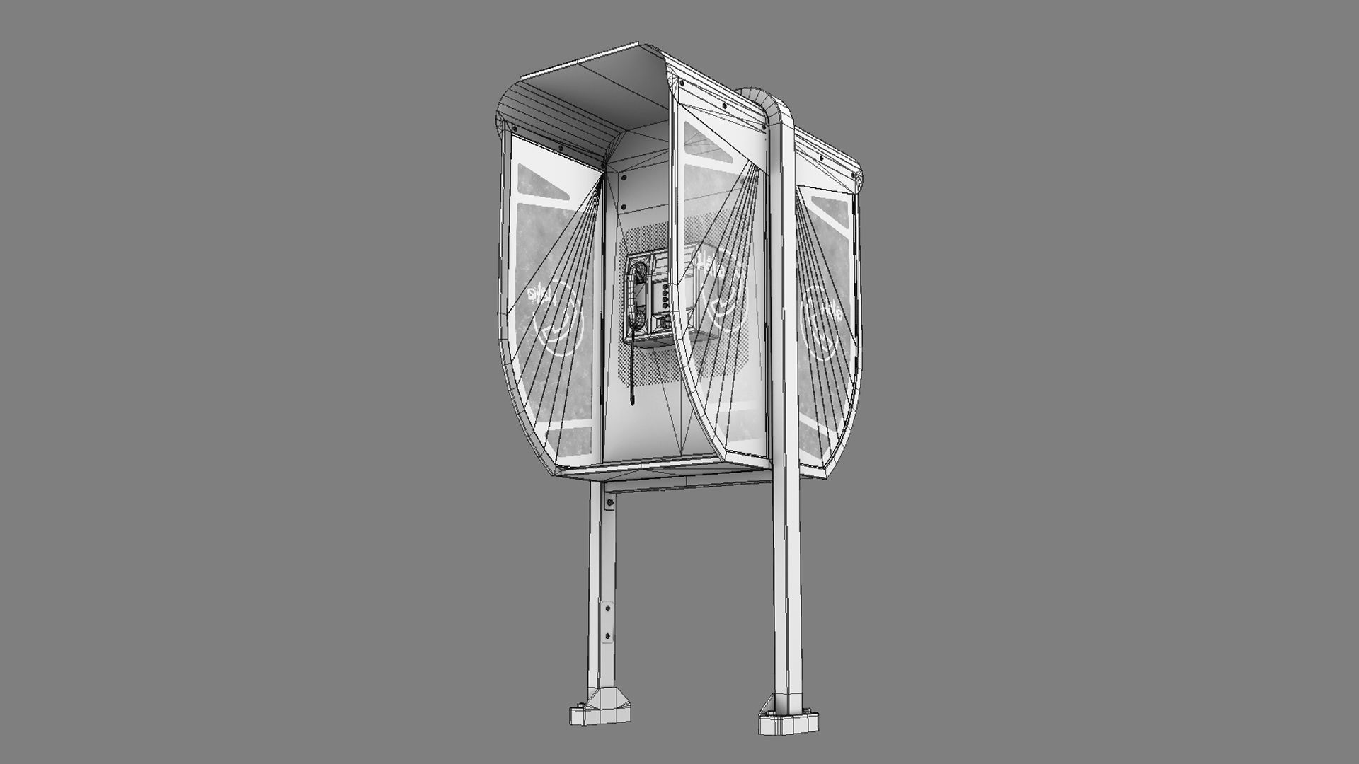 NoviSad PhoneBooth double RED Low-poly 3D model_23