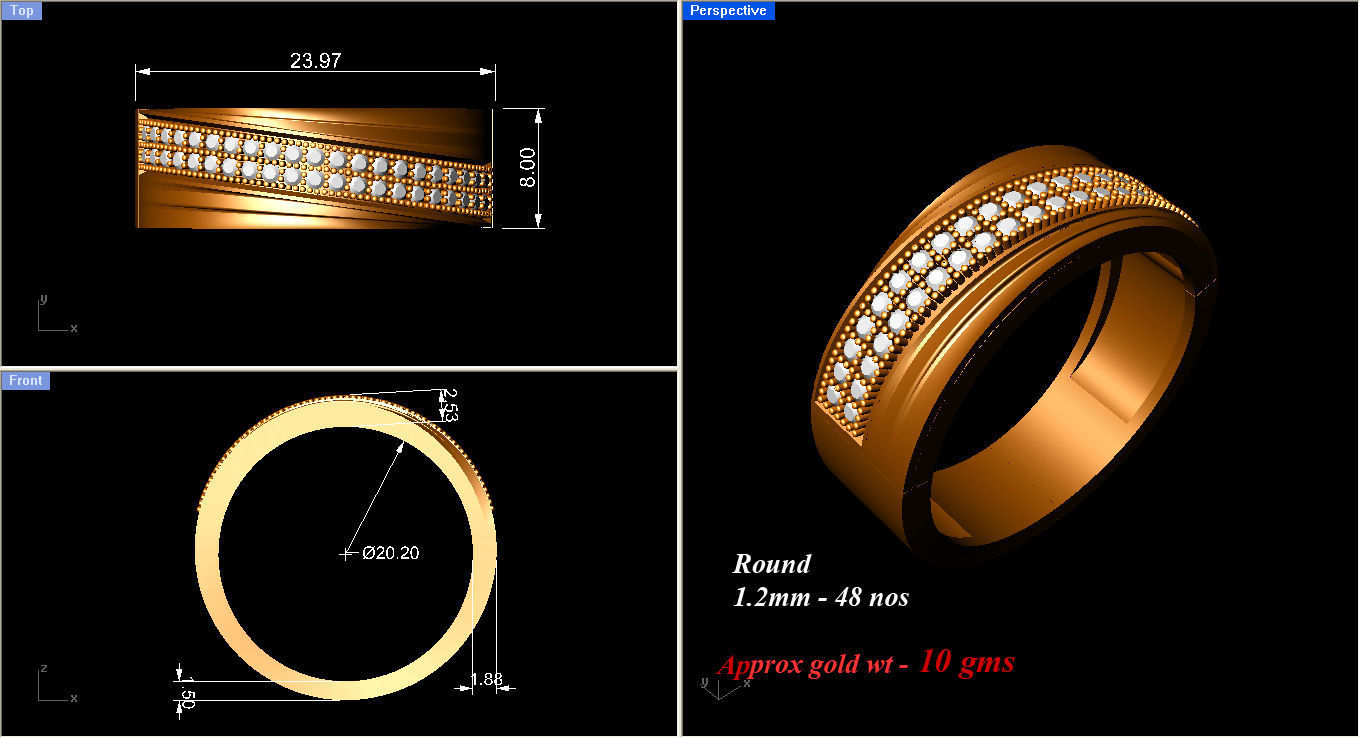 Diamond Ring Hip Hop Simple for Man 3D print model_4