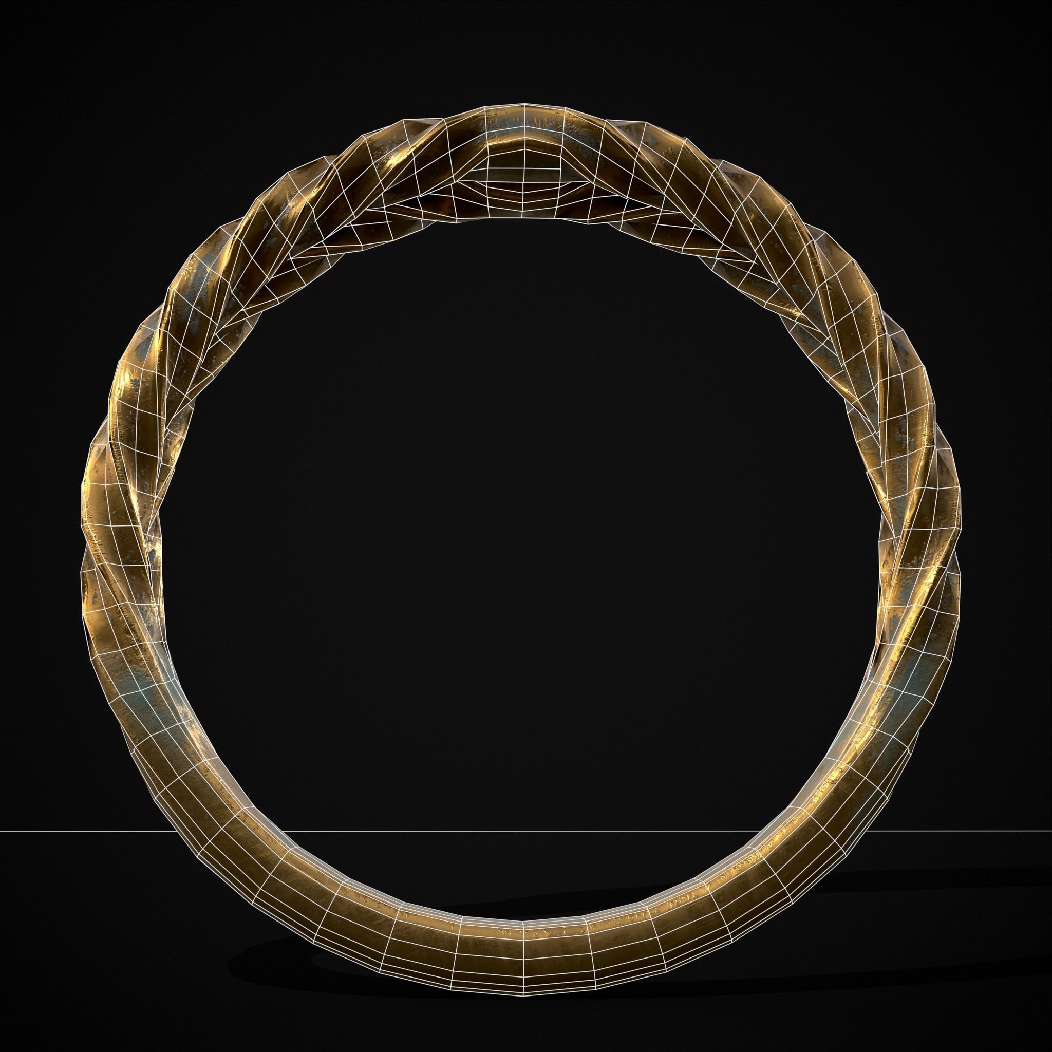 Engraved Spiral Ring Low-poly 3D model_8
