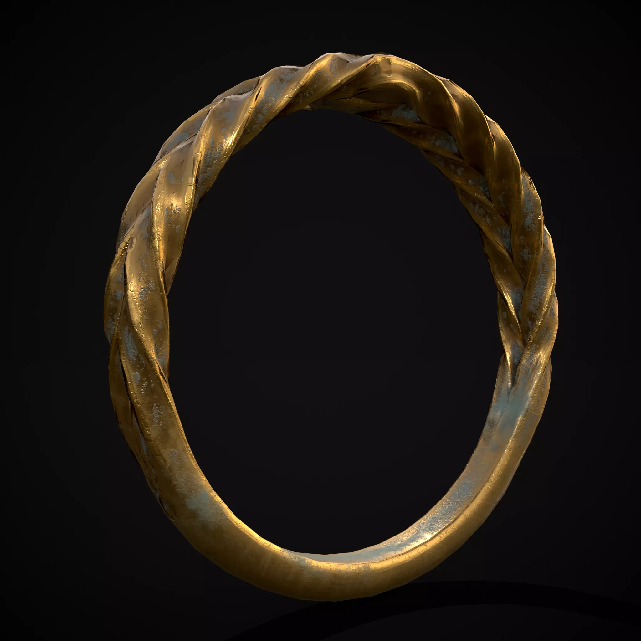 Engraved Spiral Ring Low-poly 3D model_0