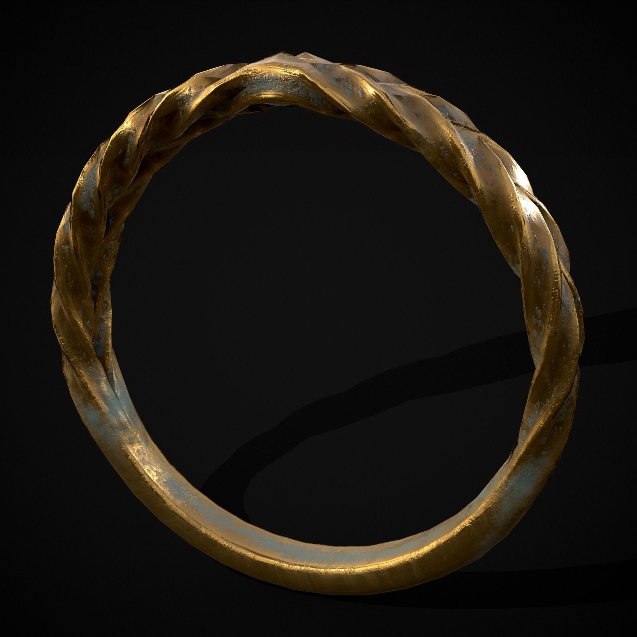 Engraved Spiral Ring Low-poly 3D model_39