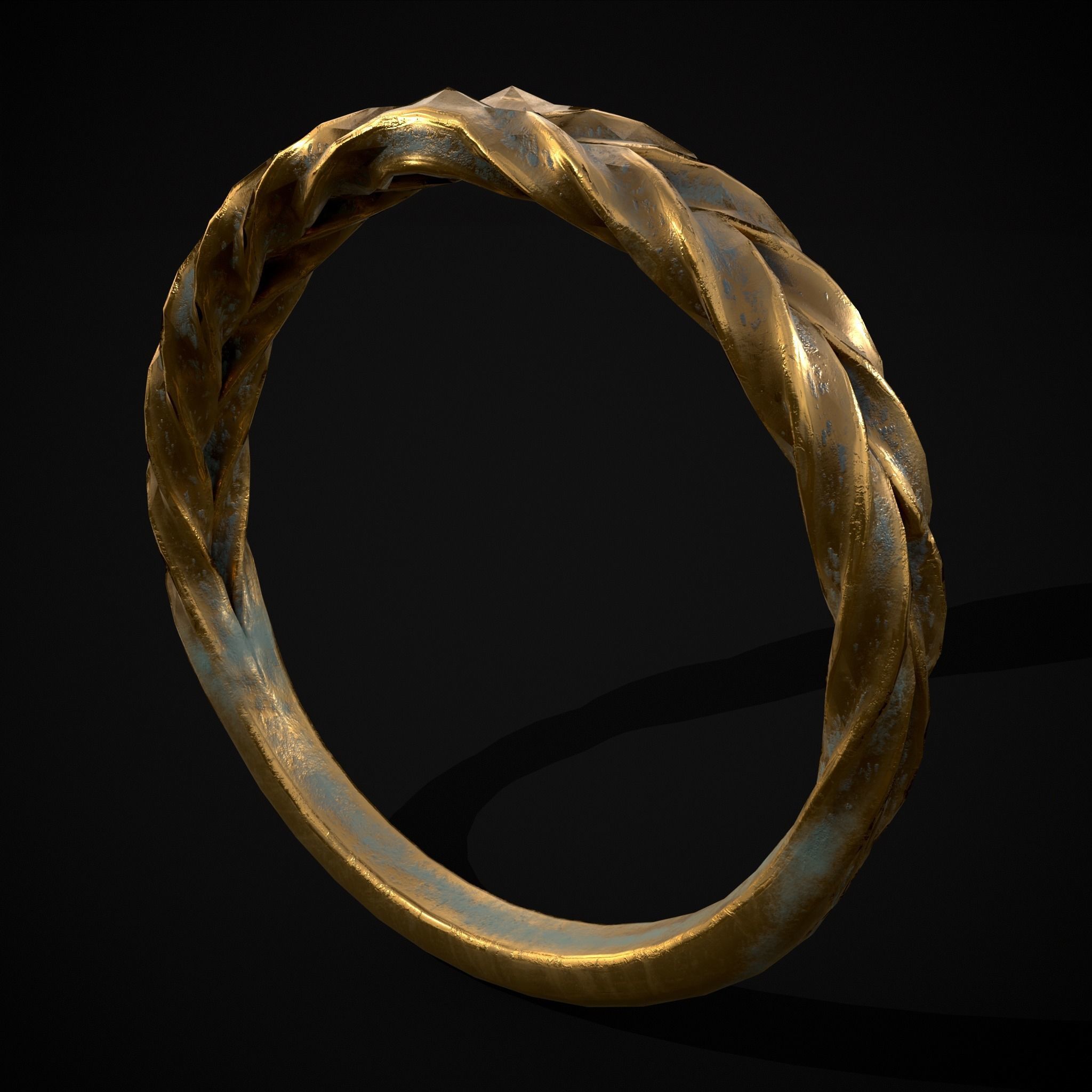 Engraved Spiral Ring Low-poly 3D model_9