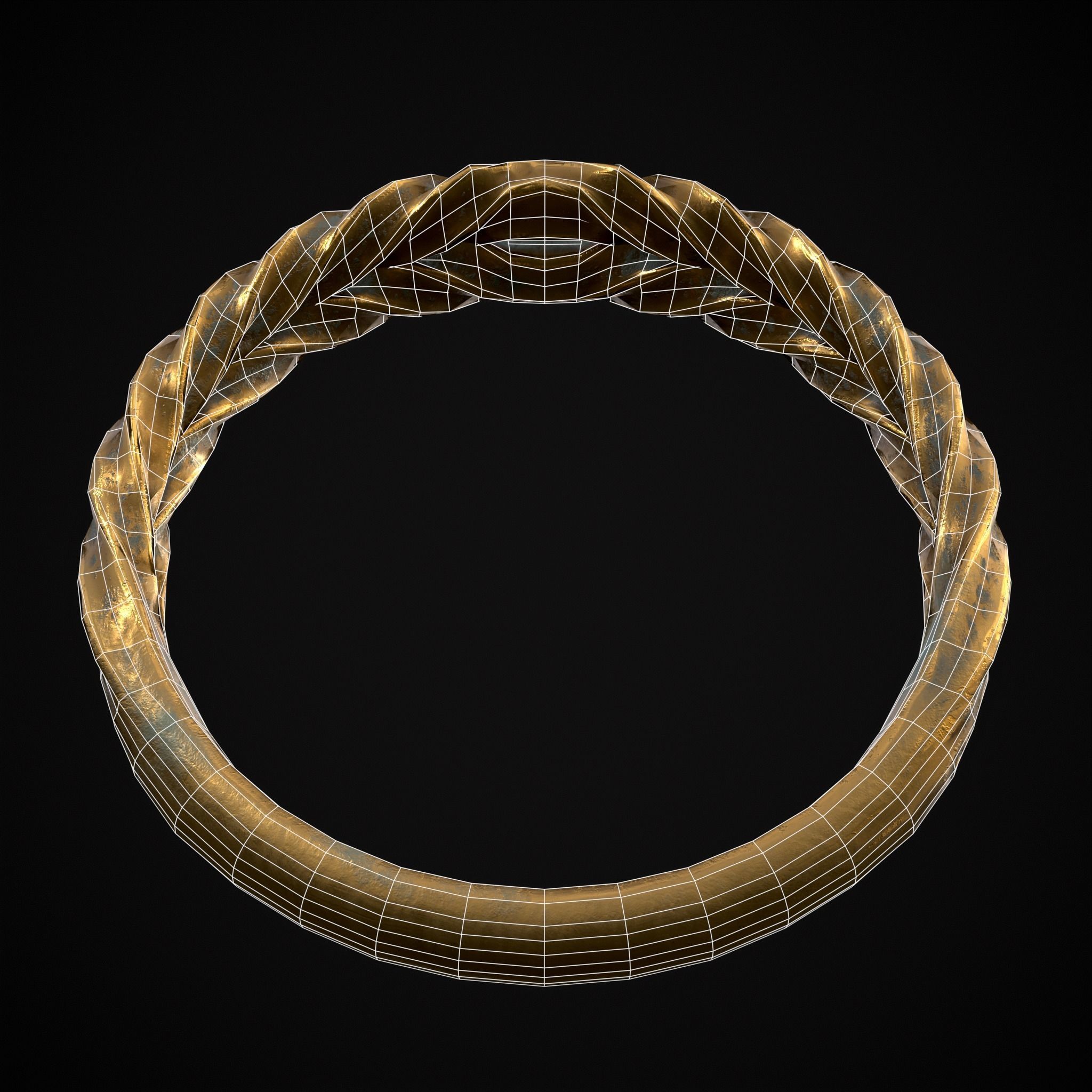Engraved Spiral Ring Low-poly 3D model_22