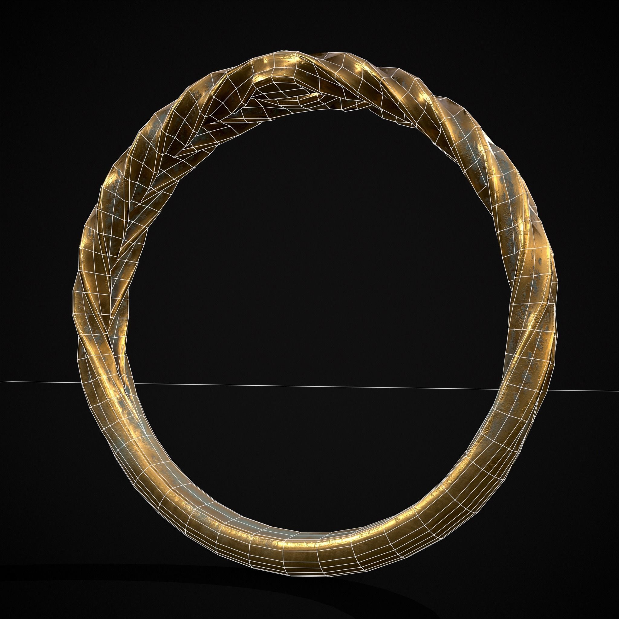 Engraved Spiral Ring Low-poly 3D model_36
