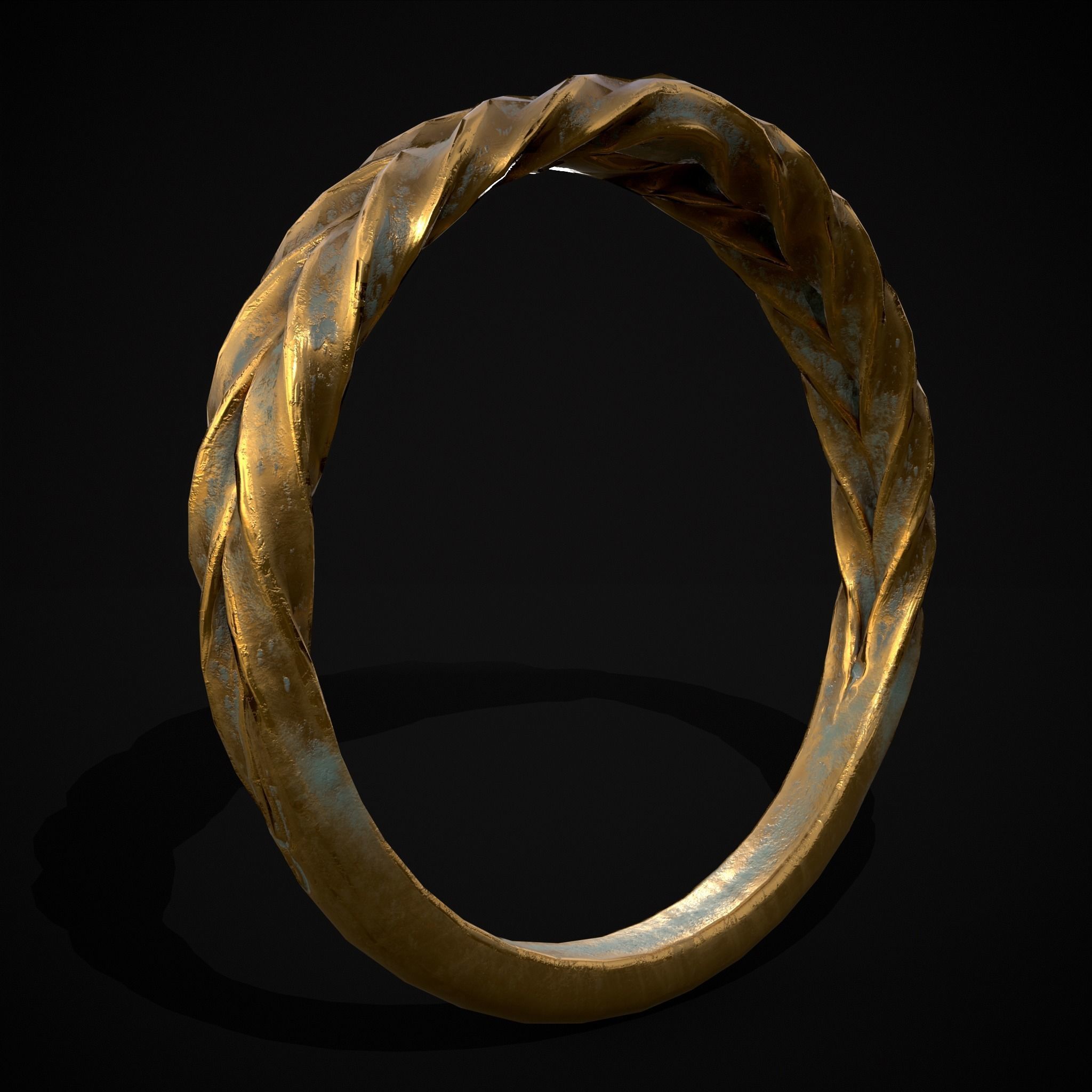 Engraved Spiral Ring Low-poly 3D model_37