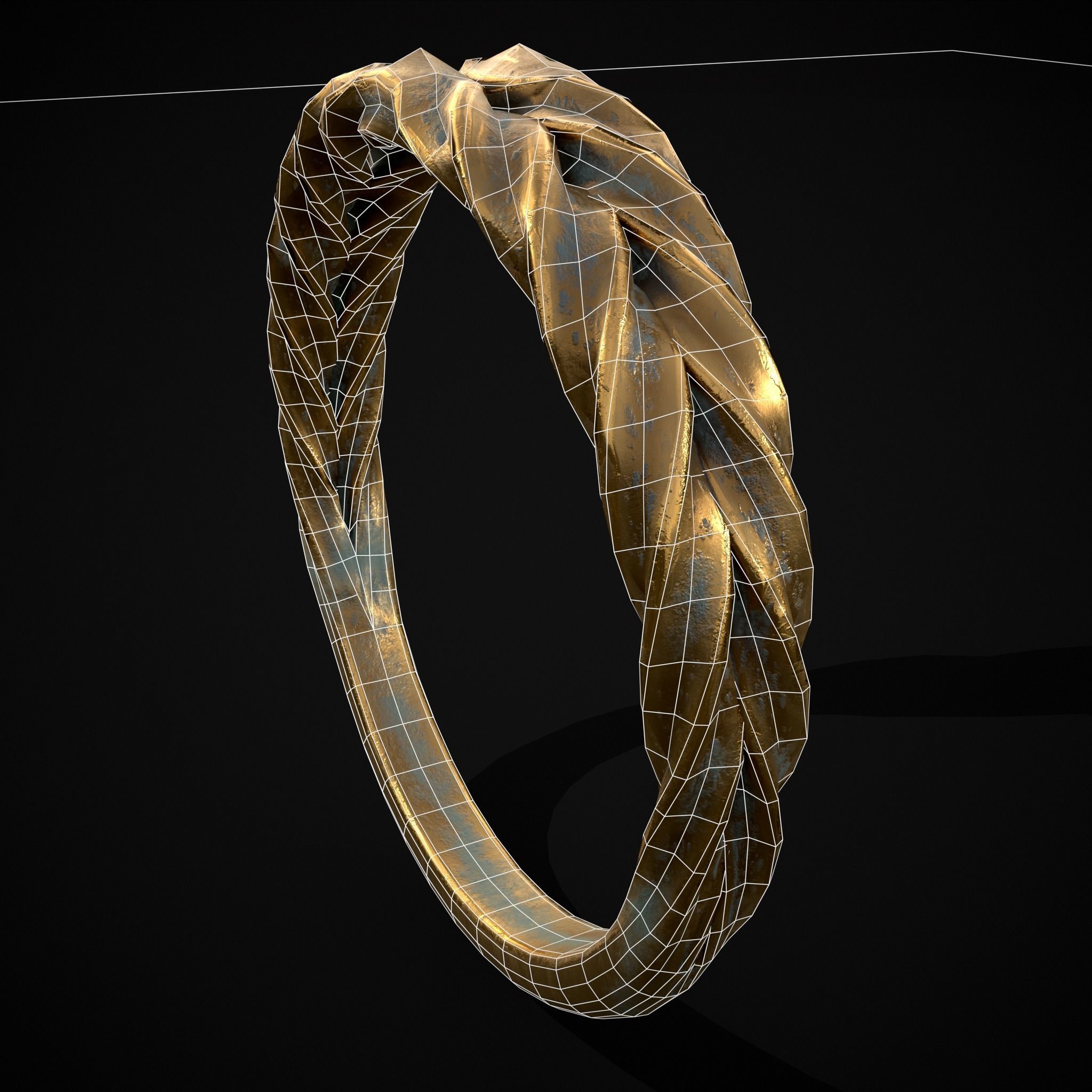 Engraved Spiral Ring Low-poly 3D model_24