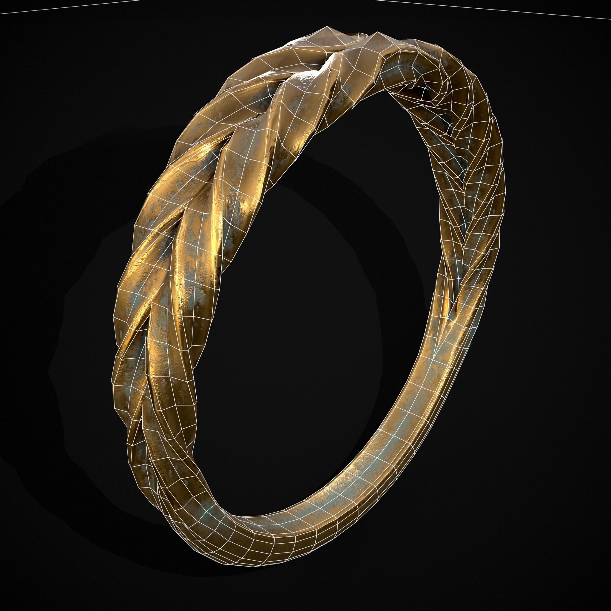 Engraved Spiral Ring Low-poly 3D model_28