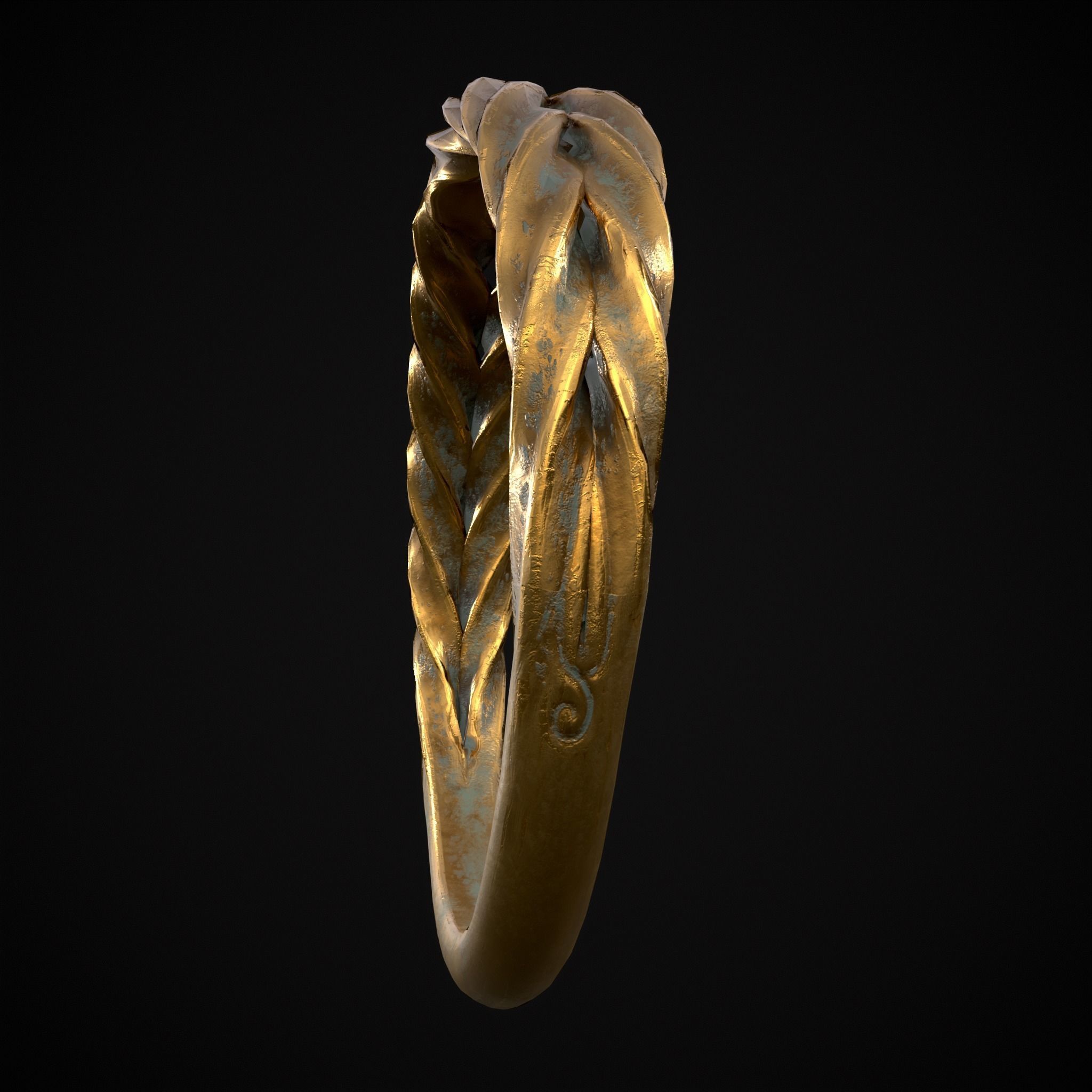 Engraved Spiral Ring Low-poly 3D model_3