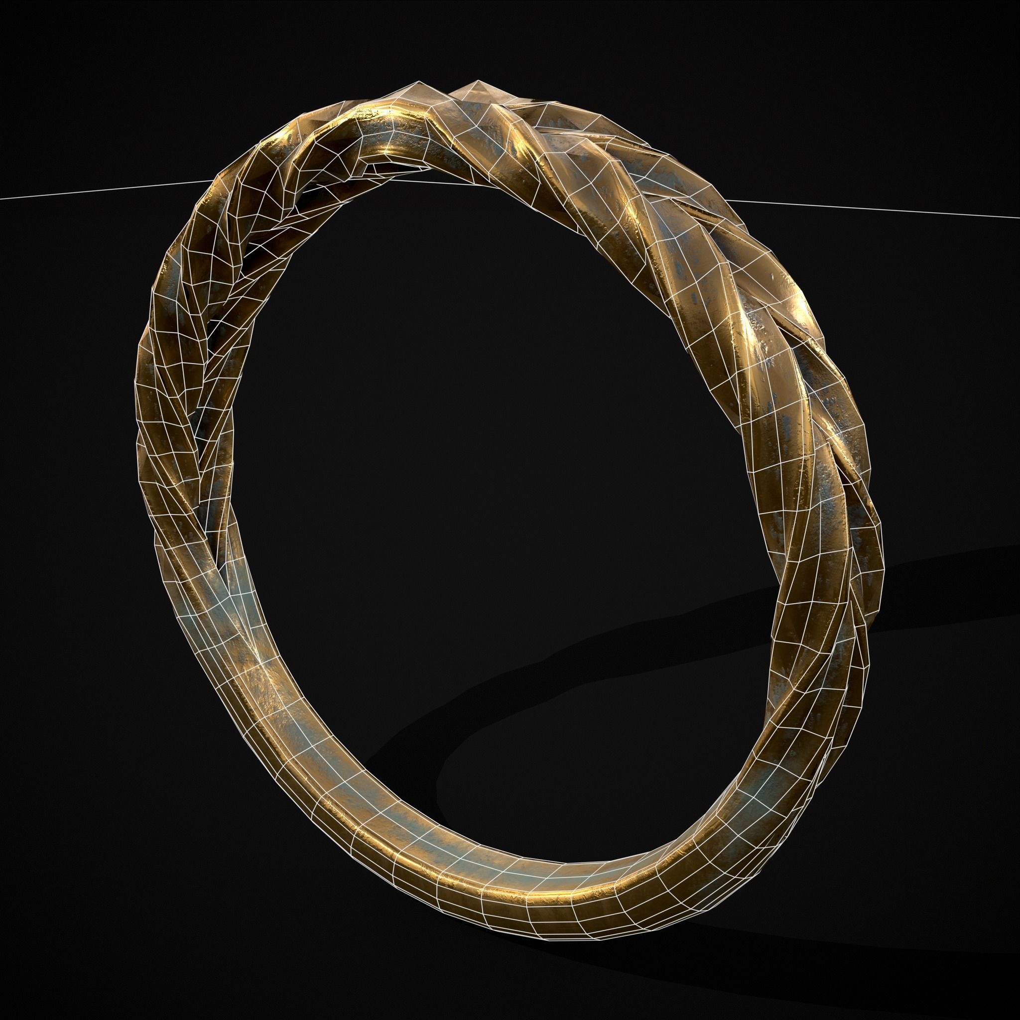 Engraved Spiral Ring Low-poly 3D model_10