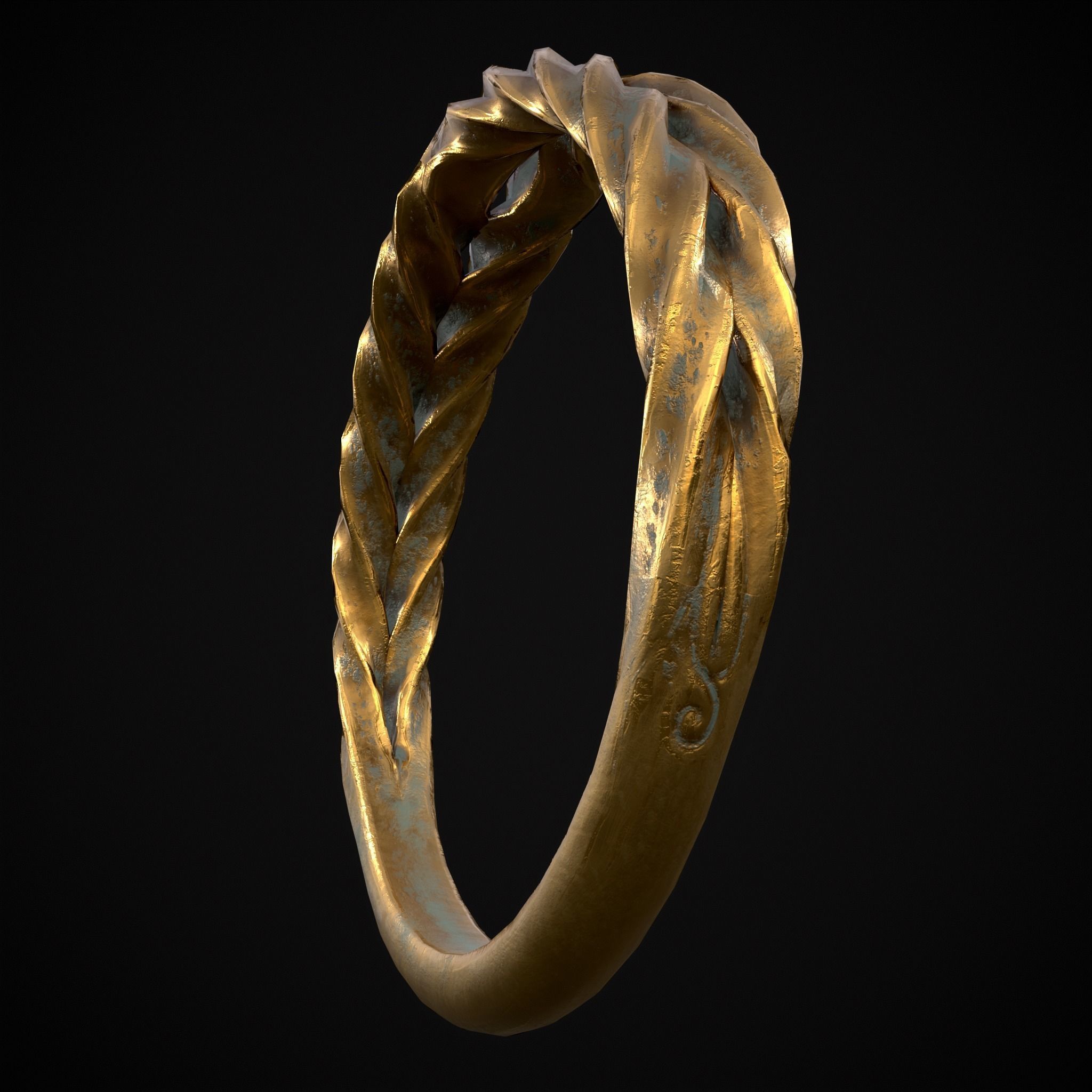 Engraved Spiral Ring Low-poly 3D model_19