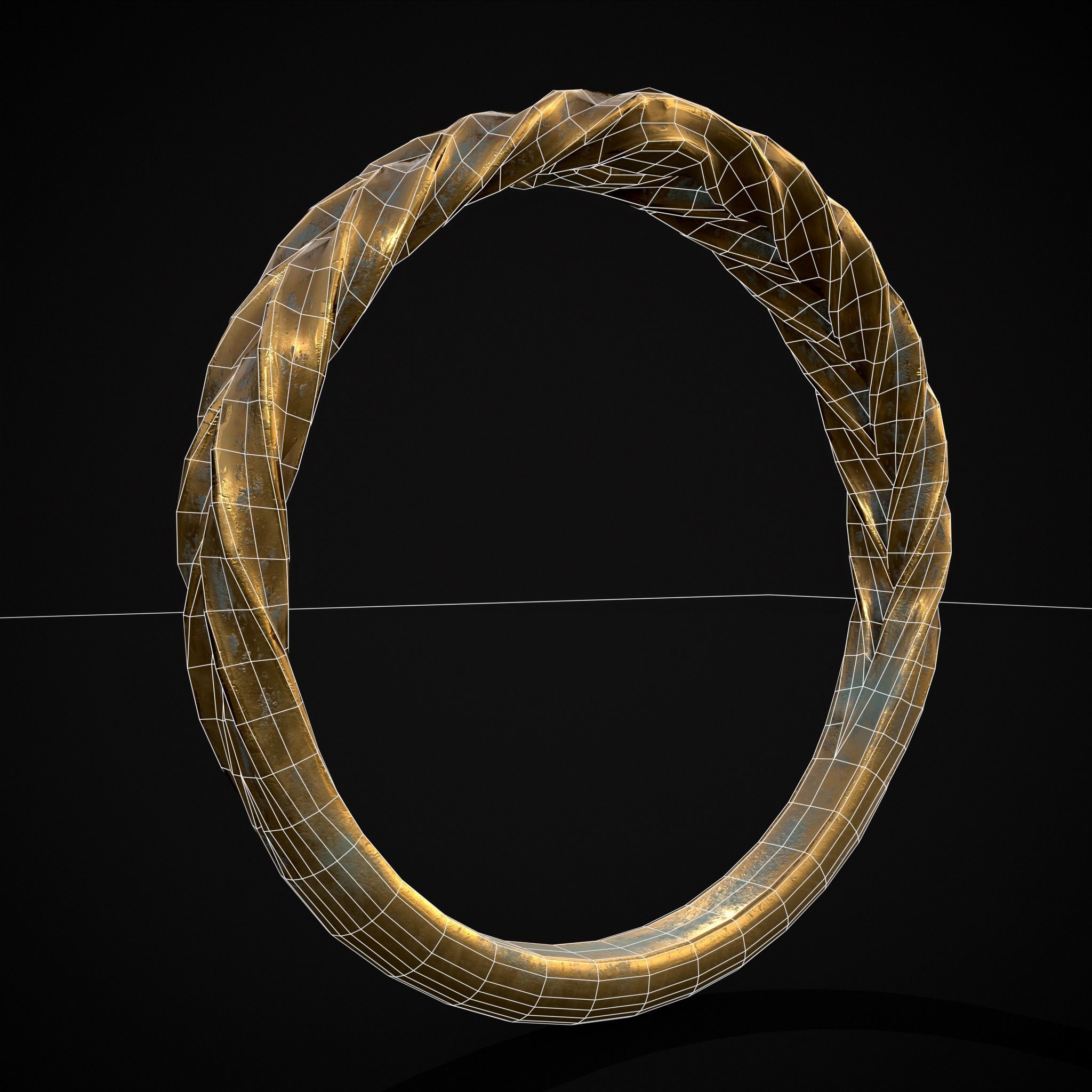 Engraved Spiral Ring Low-poly 3D model_2
