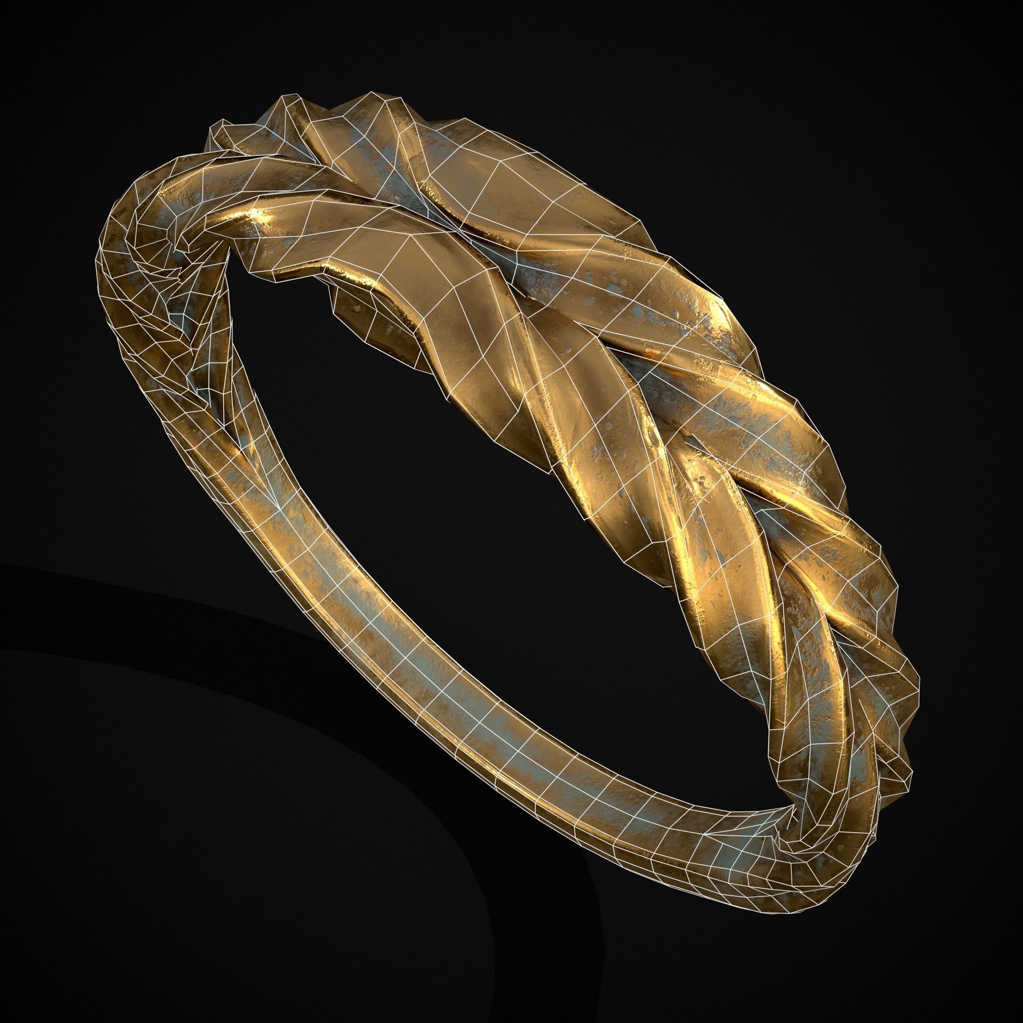 Engraved Spiral Ring Low-poly 3D model_6