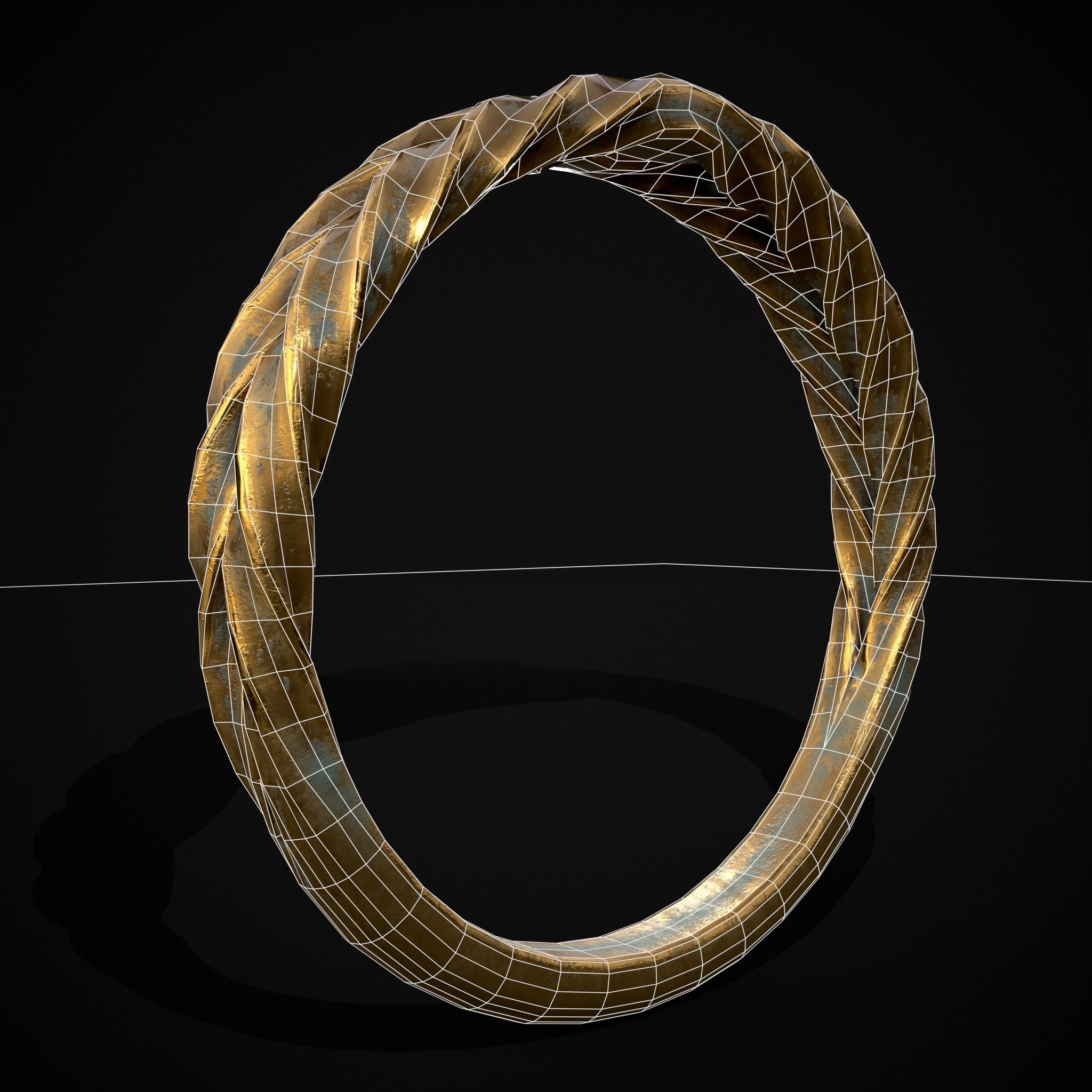 Engraved Spiral Ring Low-poly 3D model_38