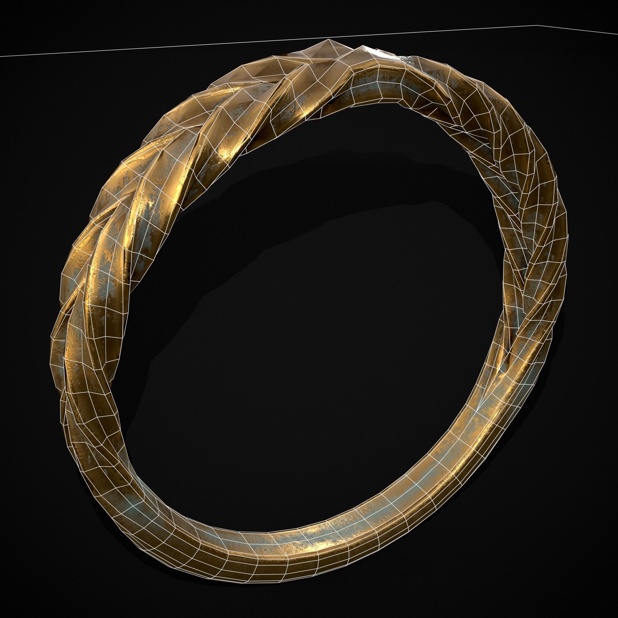 Engraved Spiral Ring Low-poly 3D model_32