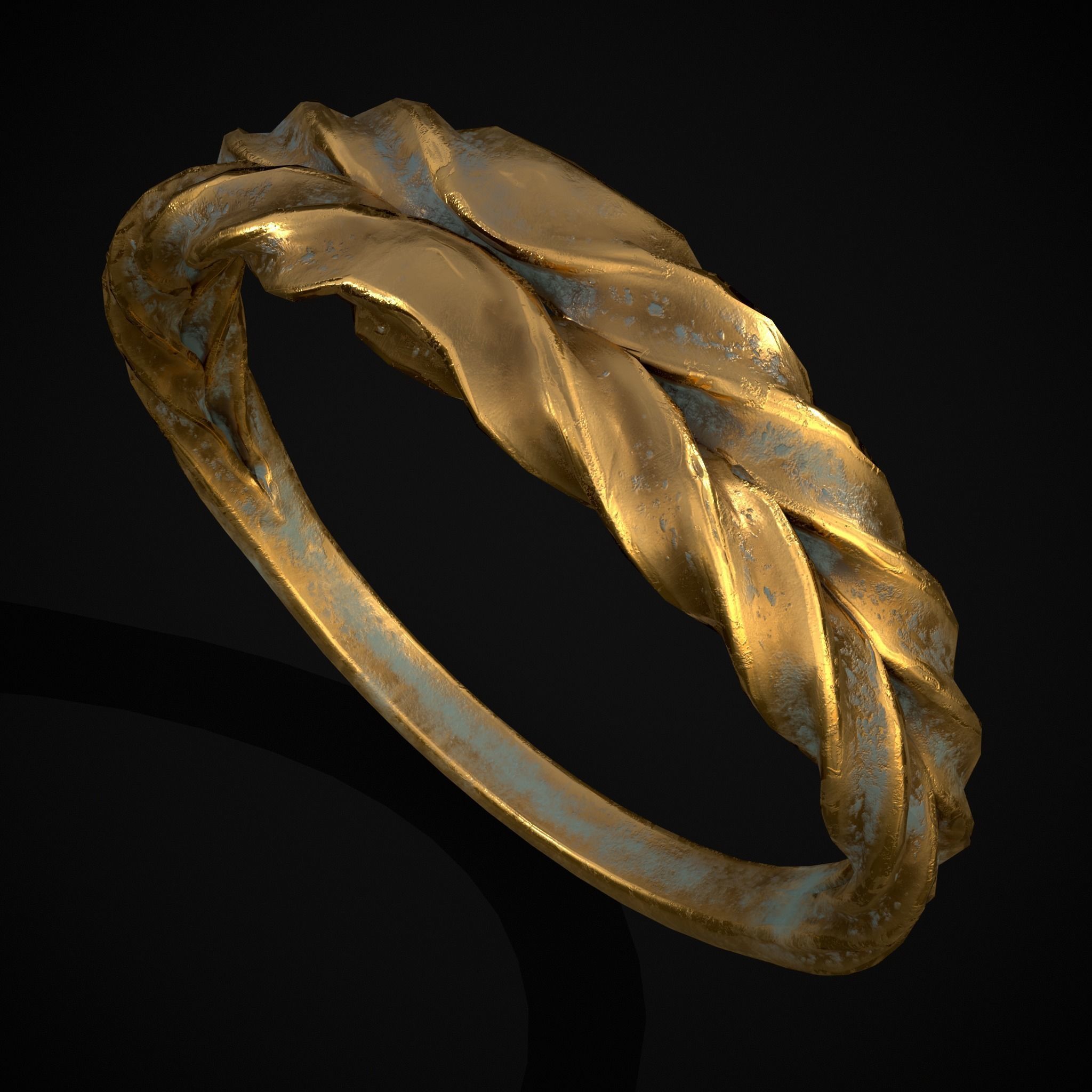 Engraved Spiral Ring Low-poly 3D model_5