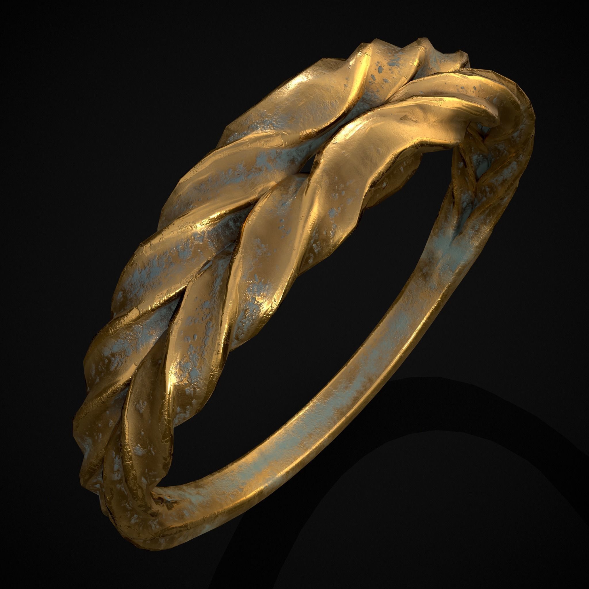 Engraved Spiral Ring Low-poly 3D model_11