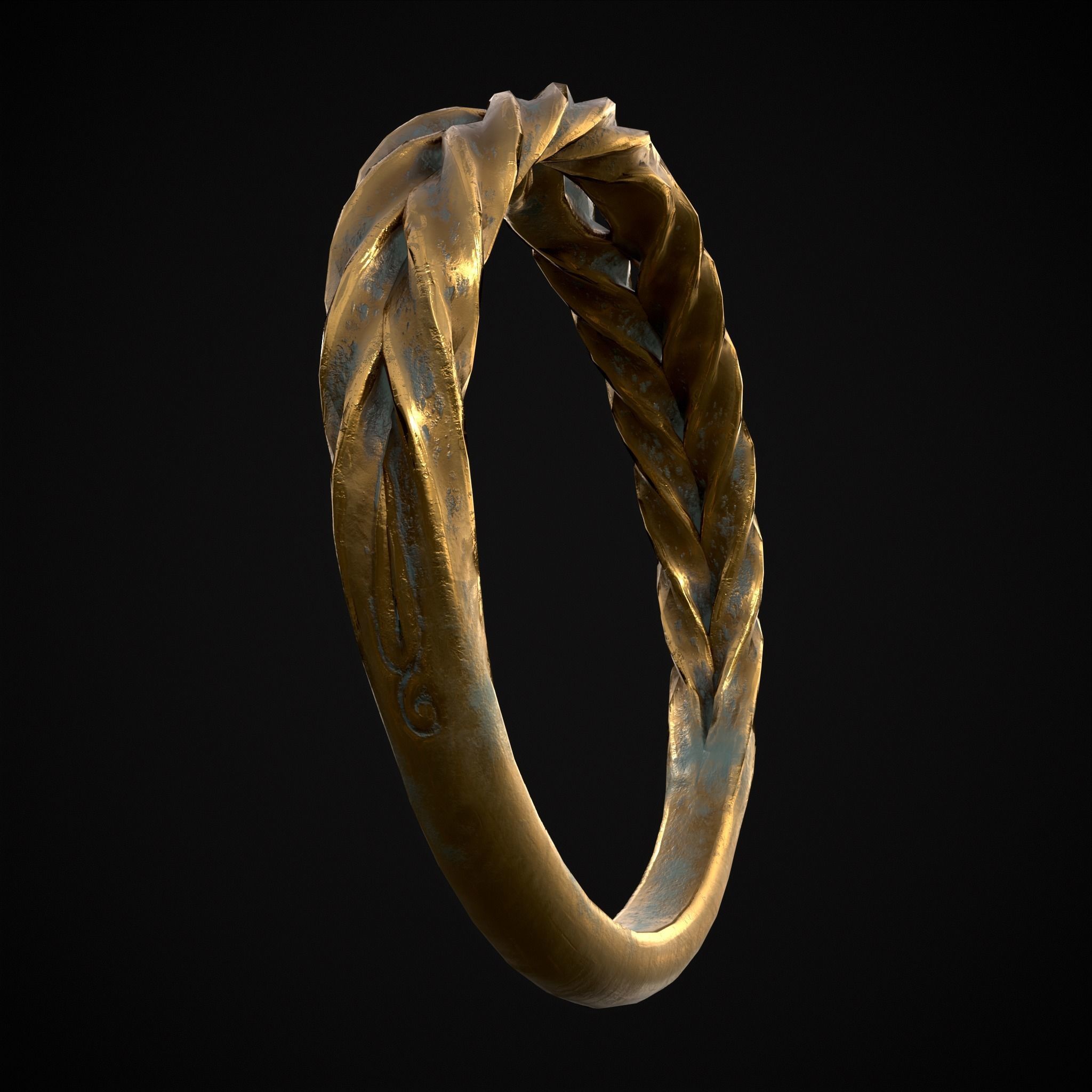 Engraved Spiral Ring Low-poly 3D model_33