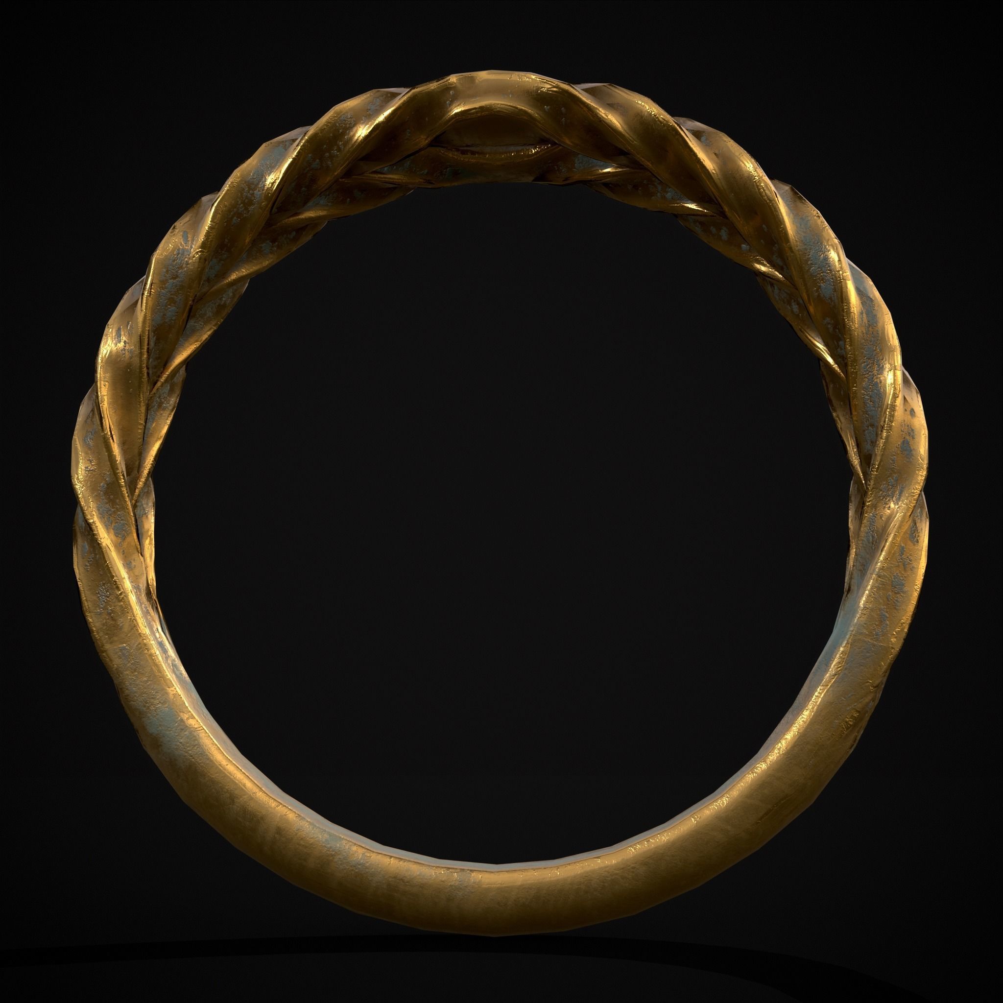 Engraved Spiral Ring Low-poly 3D model_29
