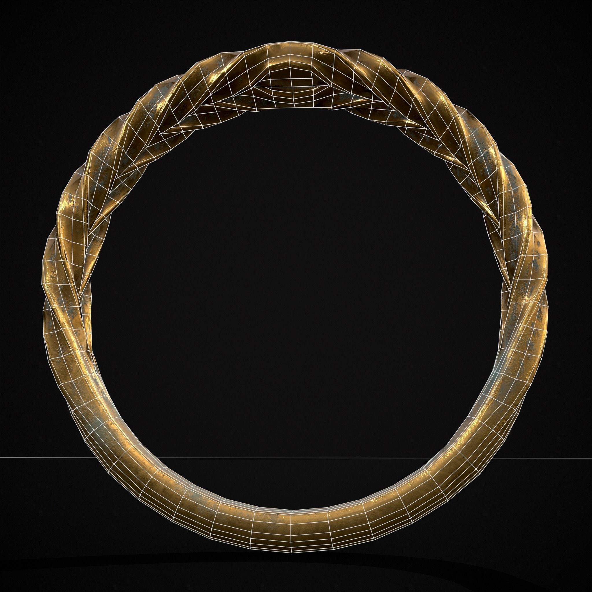 Engraved Spiral Ring Low-poly 3D model_30