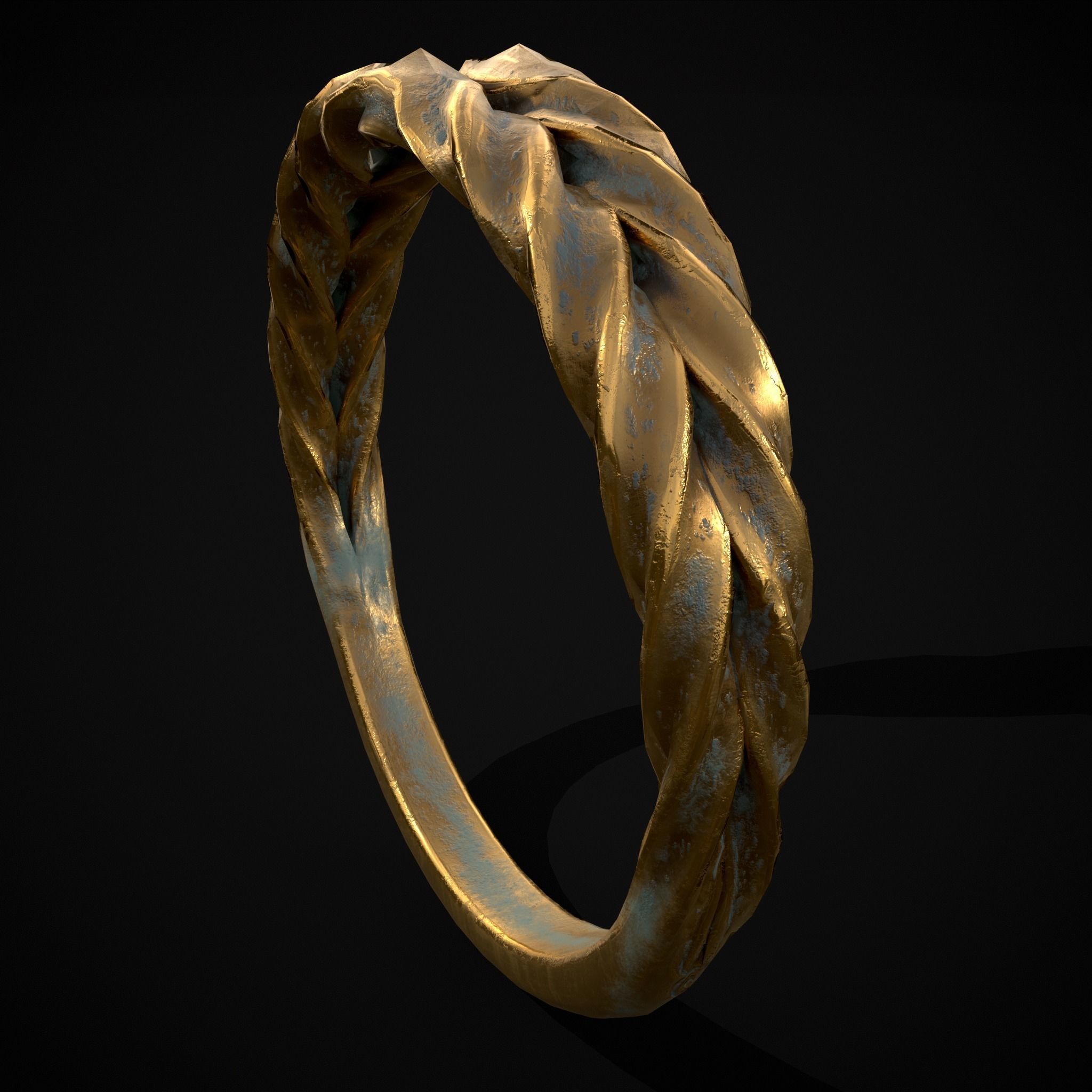 Engraved Spiral Ring Low-poly 3D model_23