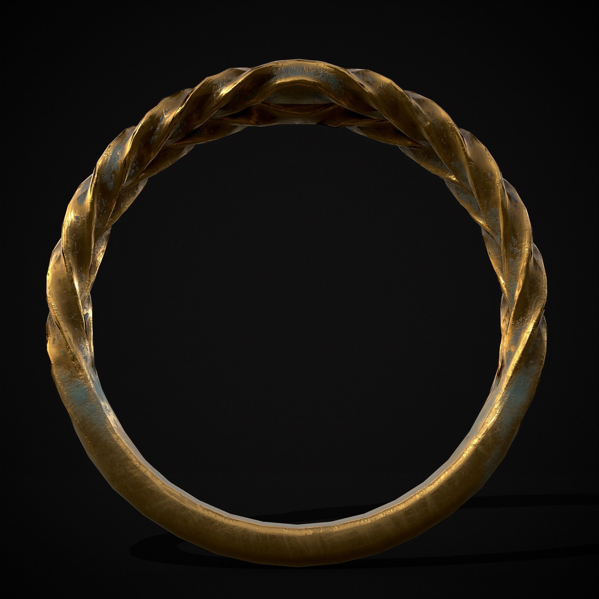 Engraved Spiral Ring Low-poly 3D model_7