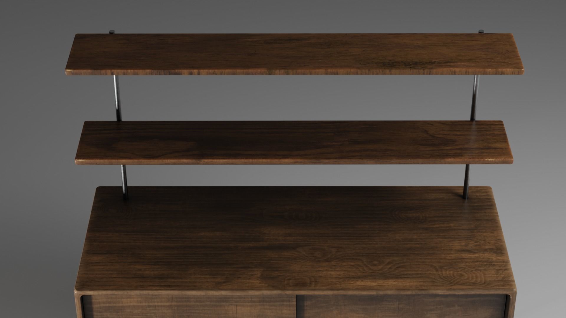 Wooden Desk  3D model_3