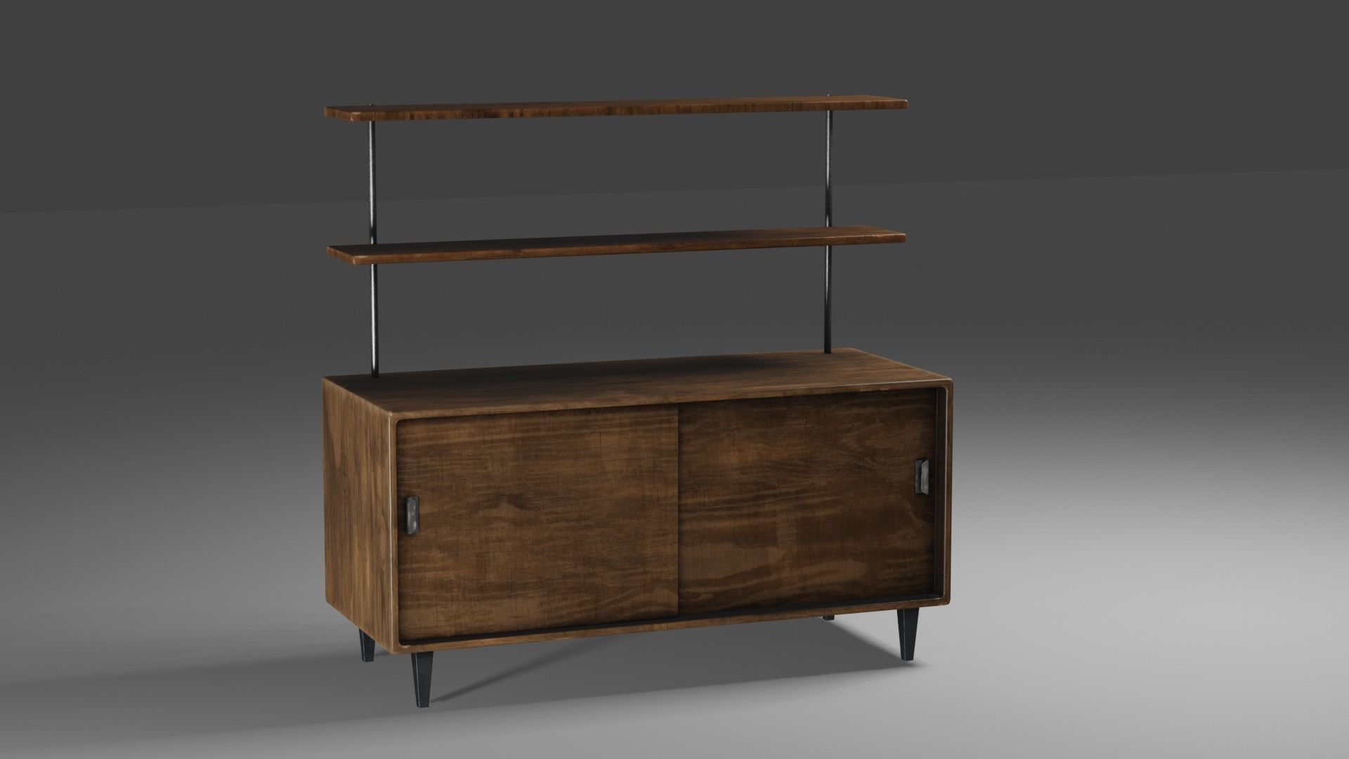 Wooden Desk  3D model_1