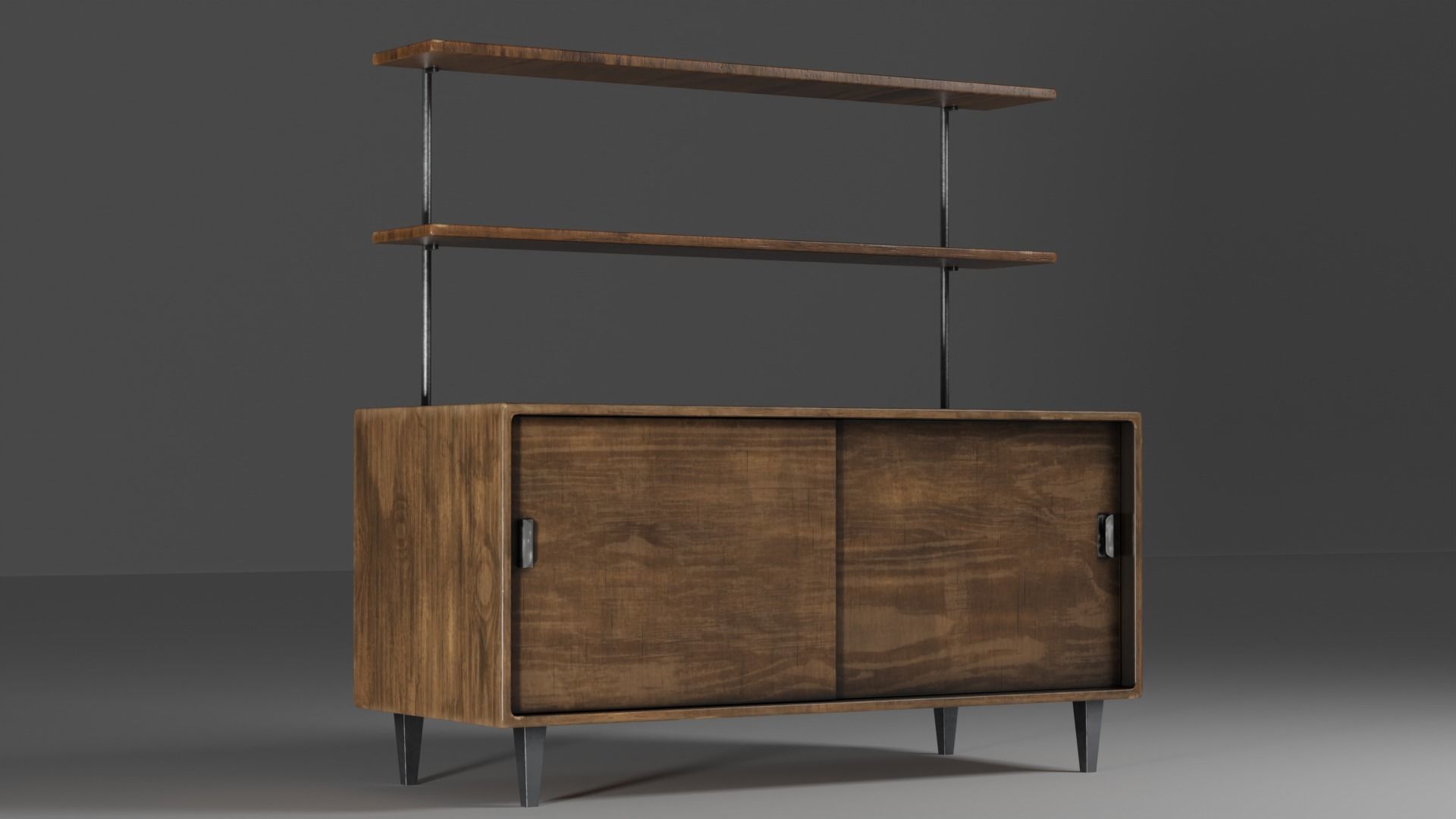 Wooden Desk  3D model_2