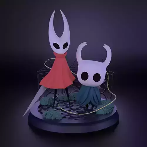 KNIGHT AND HORNET FROM HOLLOW KNIGHT Low-poly 3D model KNIGHT AND HORNET FROM HOLLOW KNIGHT Low-poly 3D model