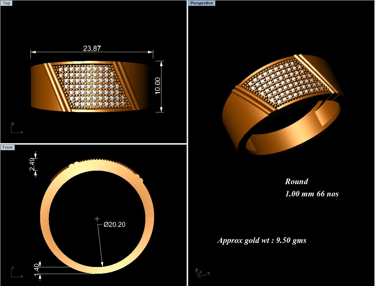 Diamond Ring Hip Hop Simple for Man 3D print model_4