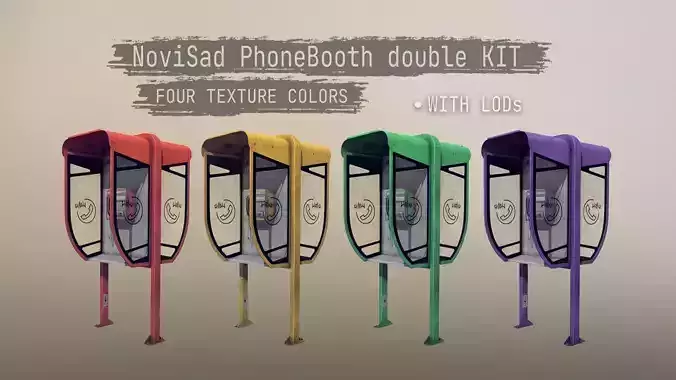 NoviSad PhoneBooth double Low-poly 3D model