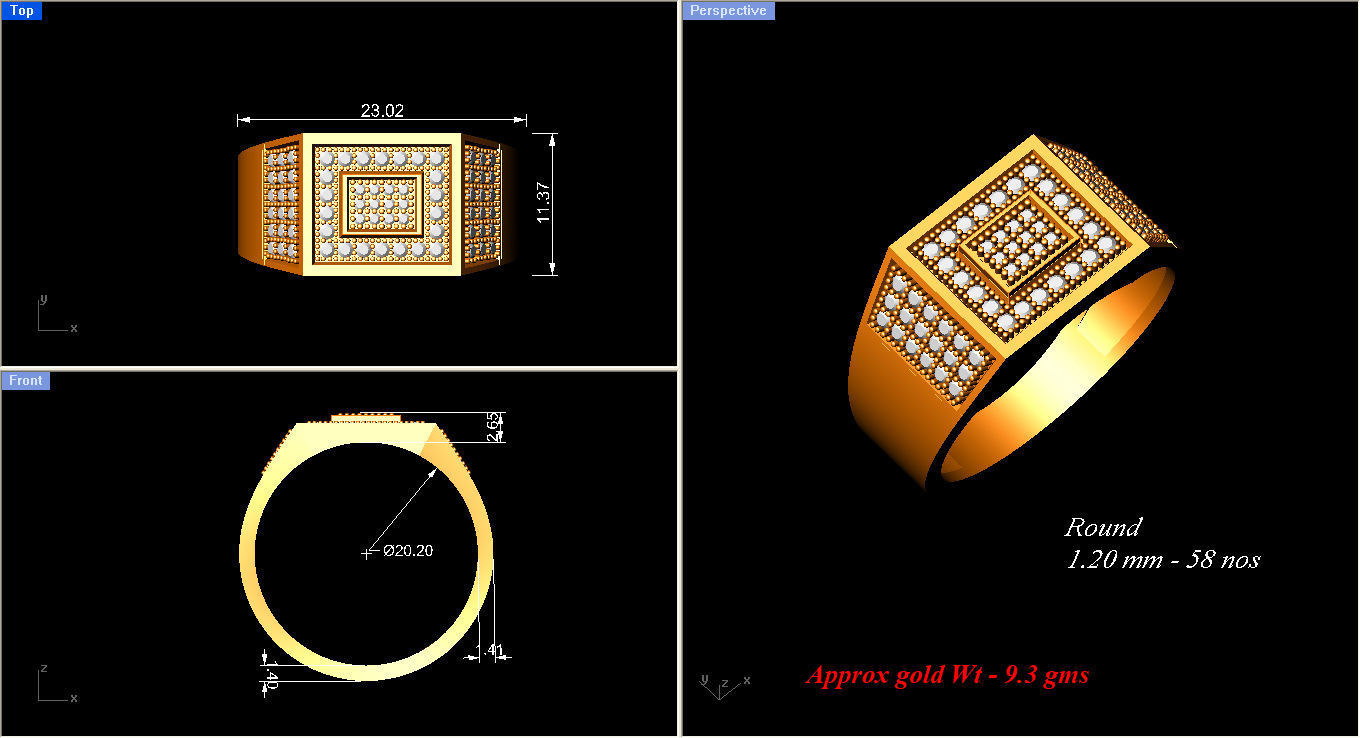 Diamond Ring Hip Hop Simple for Man 3D print model_4