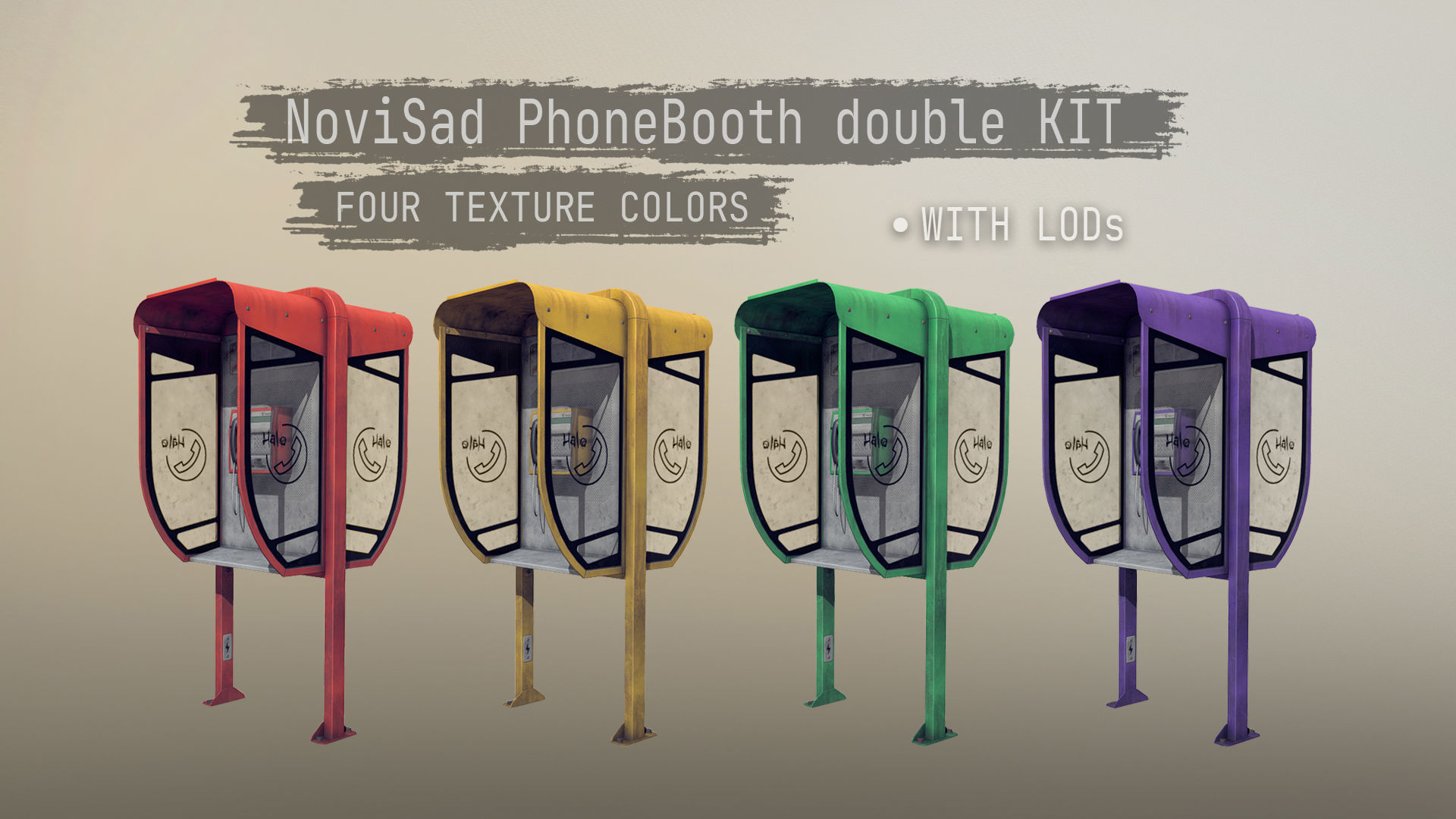 NoviSad PhoneBooth Collection Low-poly 3D model_6