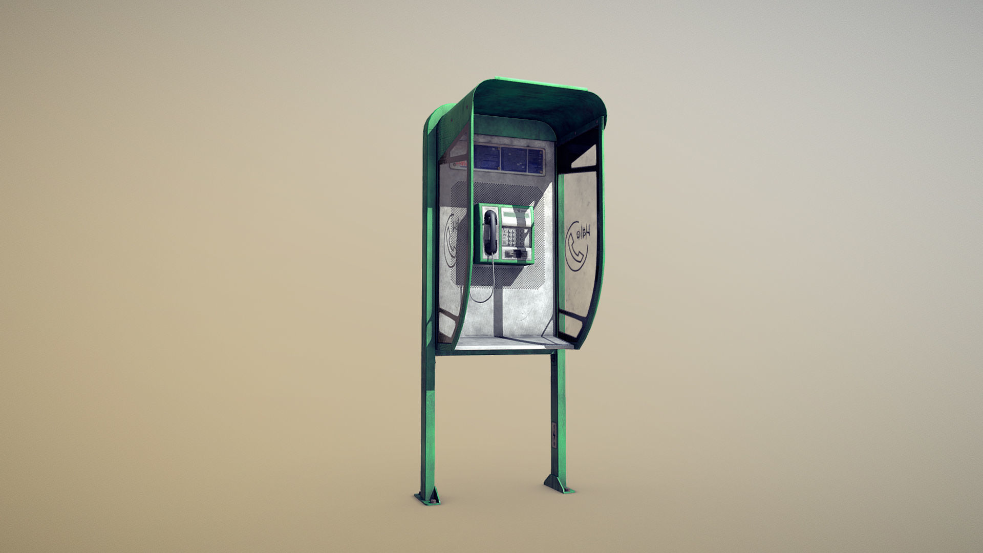 NoviSad PhoneBooth Collection Low-poly 3D model_11