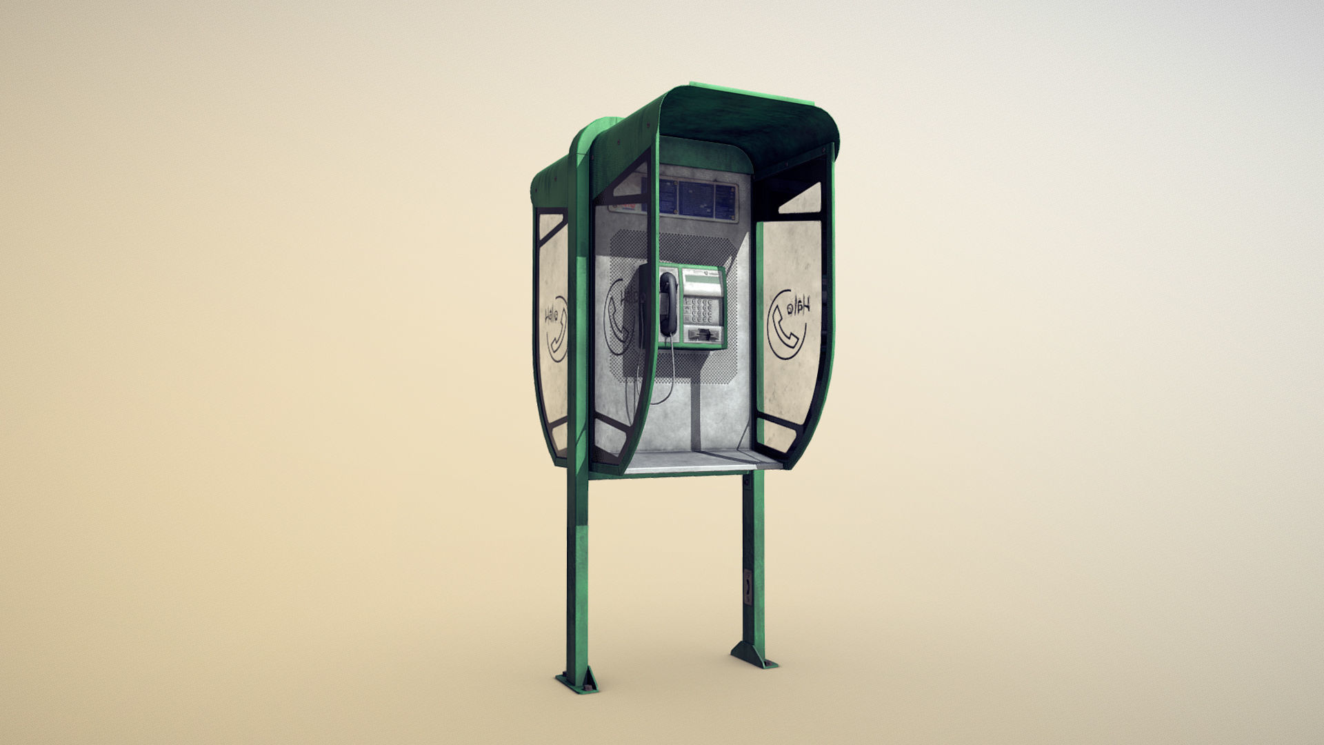 NoviSad PhoneBooth Collection Low-poly 3D model_17