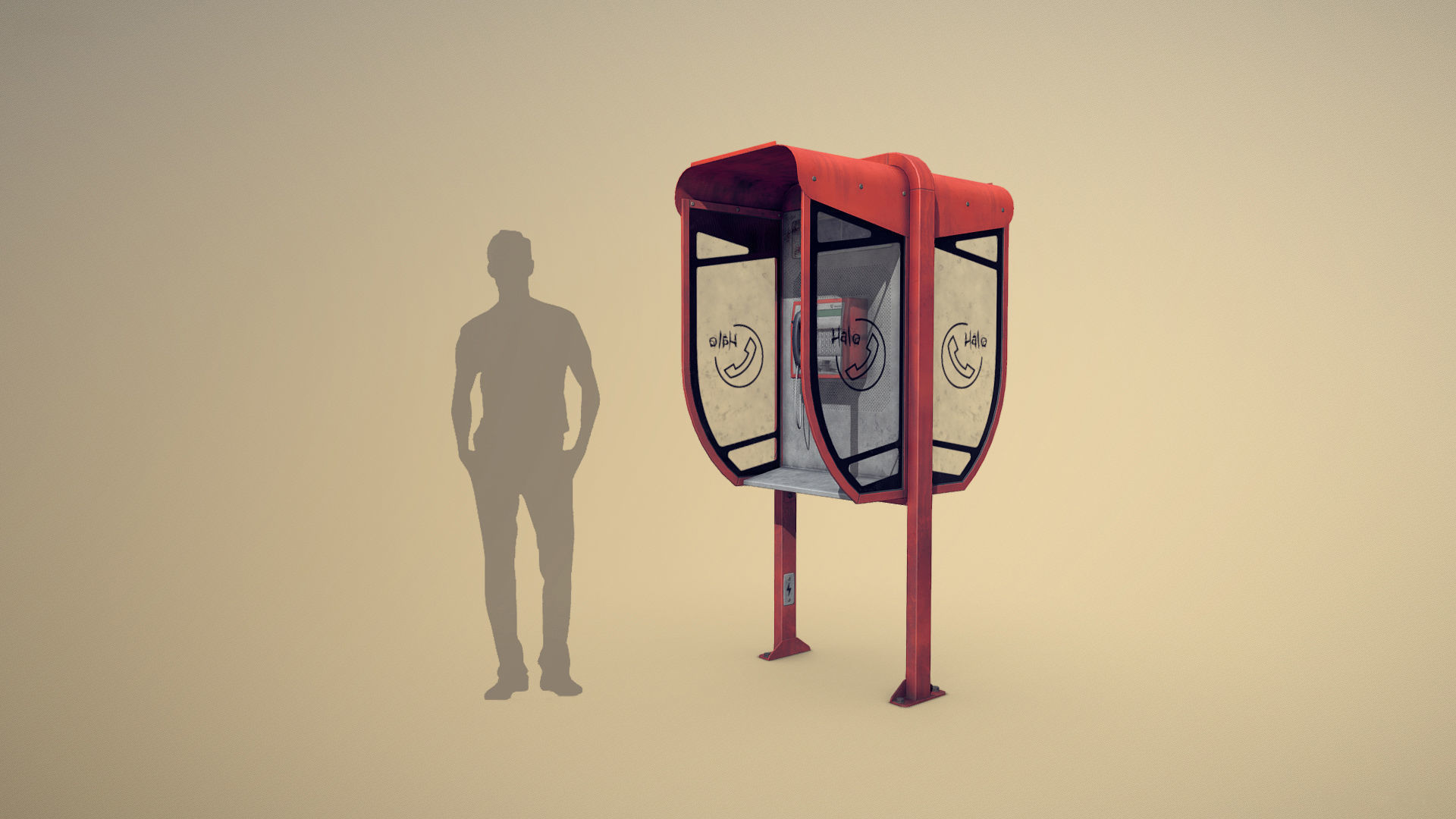 NoviSad PhoneBooth Collection Low-poly 3D model_8