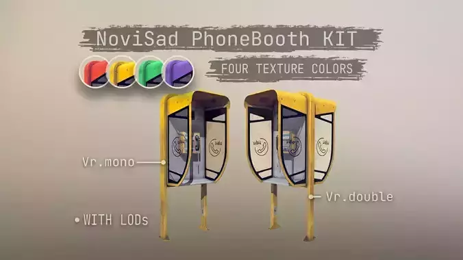 NoviSad PhoneBooth Collection Low-poly 3D model