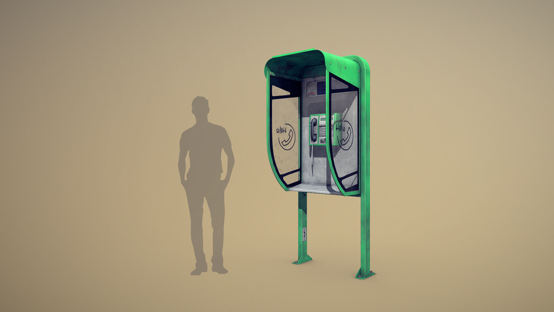 NoviSad PhoneBooth Collection Low-poly 3D model_2