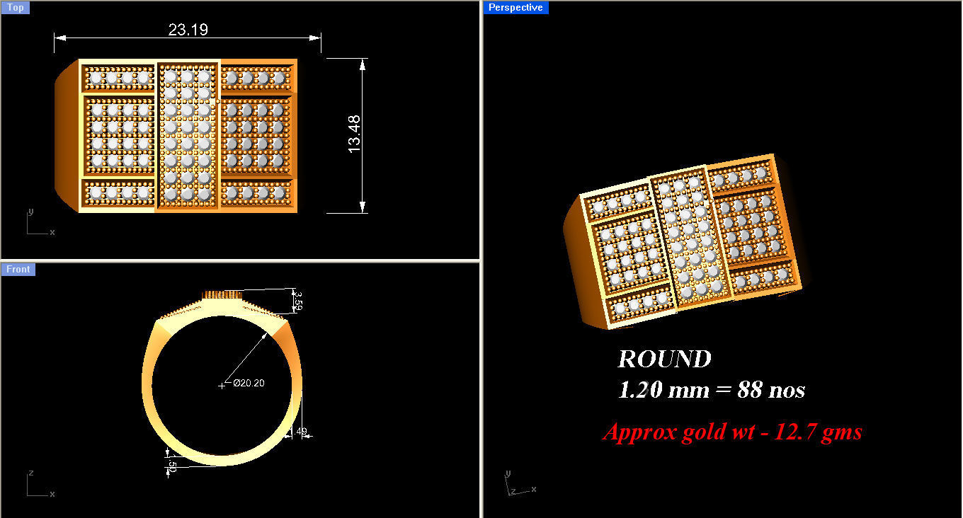 Diamond Ring Hip Hop Simple for Man 3D print model_4