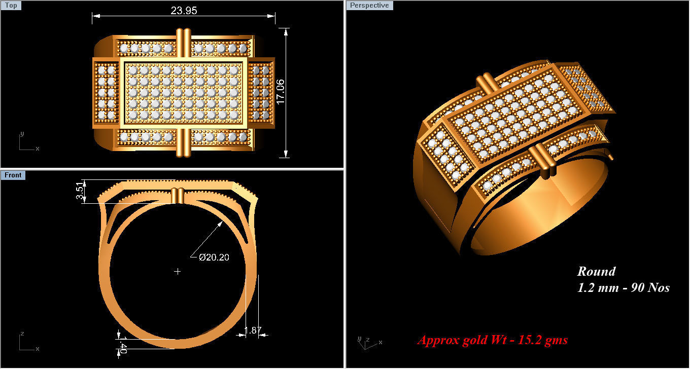 Diamond Ring Hip Hop Simple for Man 3D print model_4