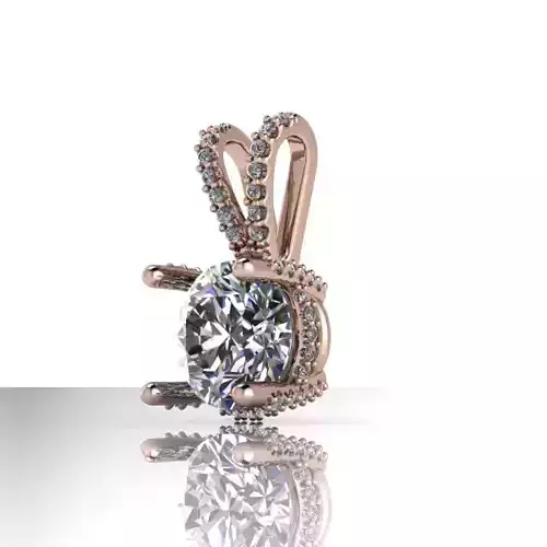 Modern 2 Carat Round Solitaire Pendant 4 prong double bail  3D print model
