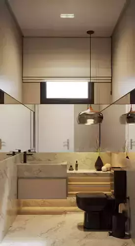 Minimalist modern toilet with black metals