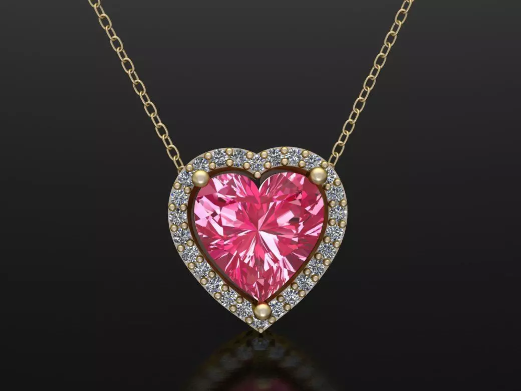 Heart with Gem Pendant Earing 3D print model