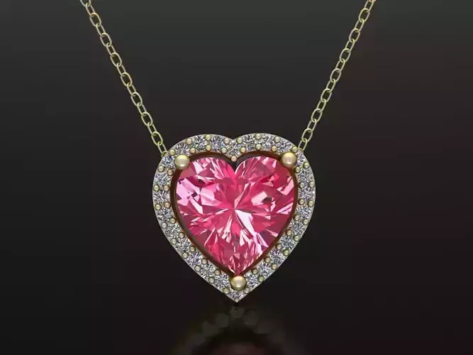 Heart with Gem Pendant Earing 3D print model