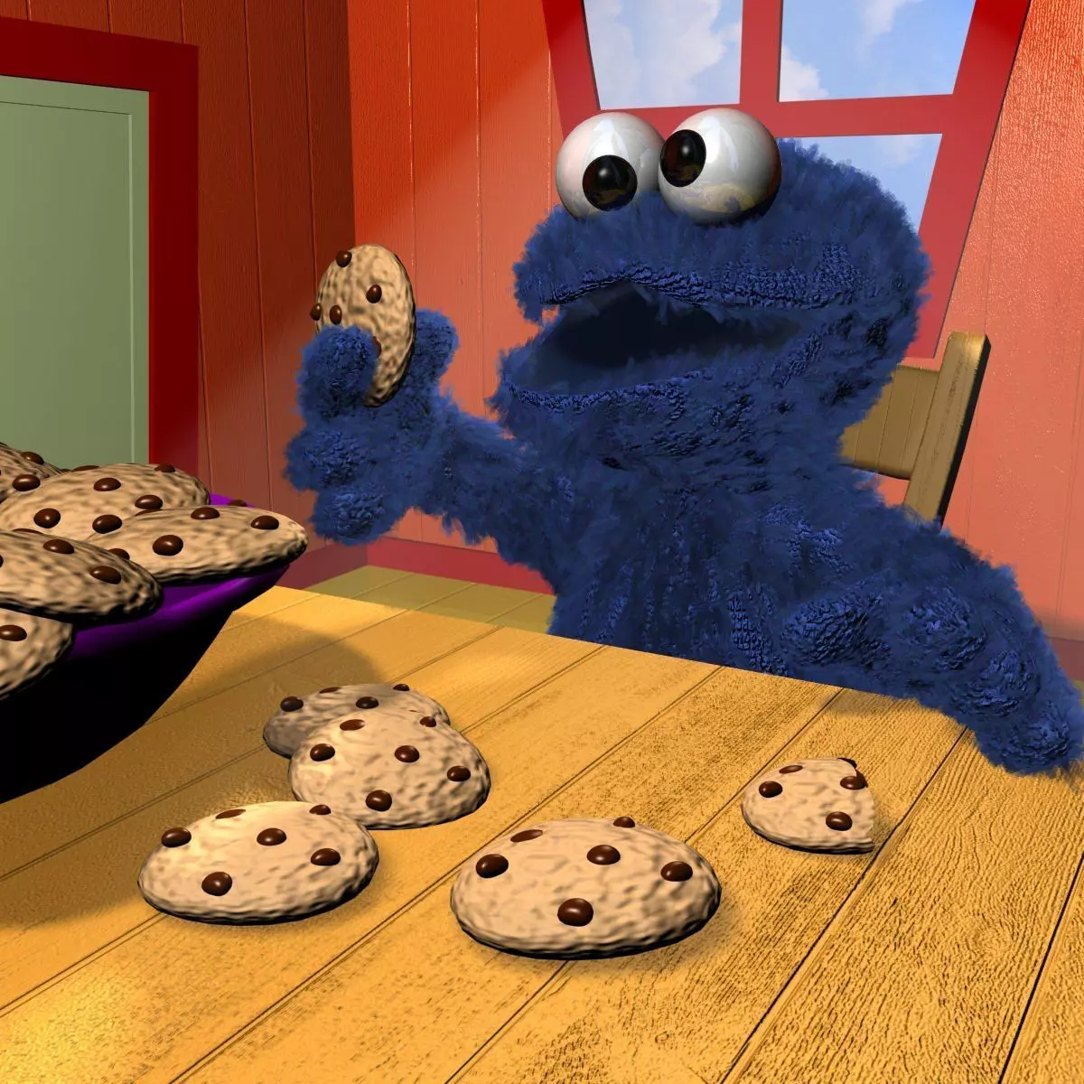 Cookie Monster RIGGED 3D model