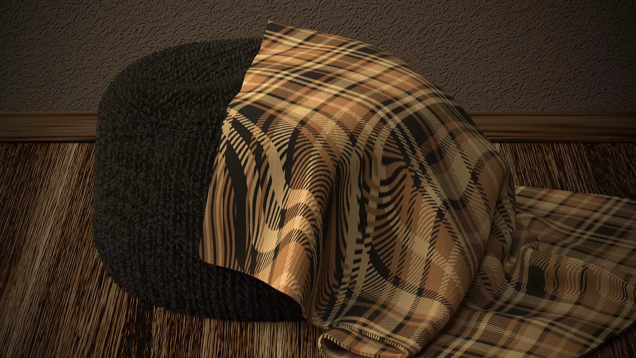 Ottoman with Blanket 3D model_0