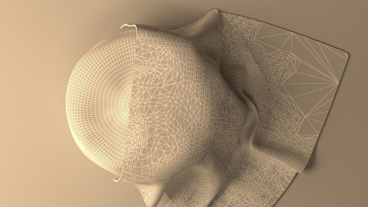 Ottoman with Blanket 3D model_3