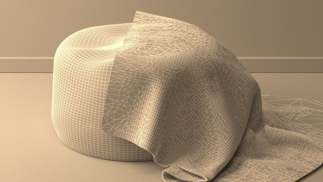 Ottoman with Blanket 3D model_2