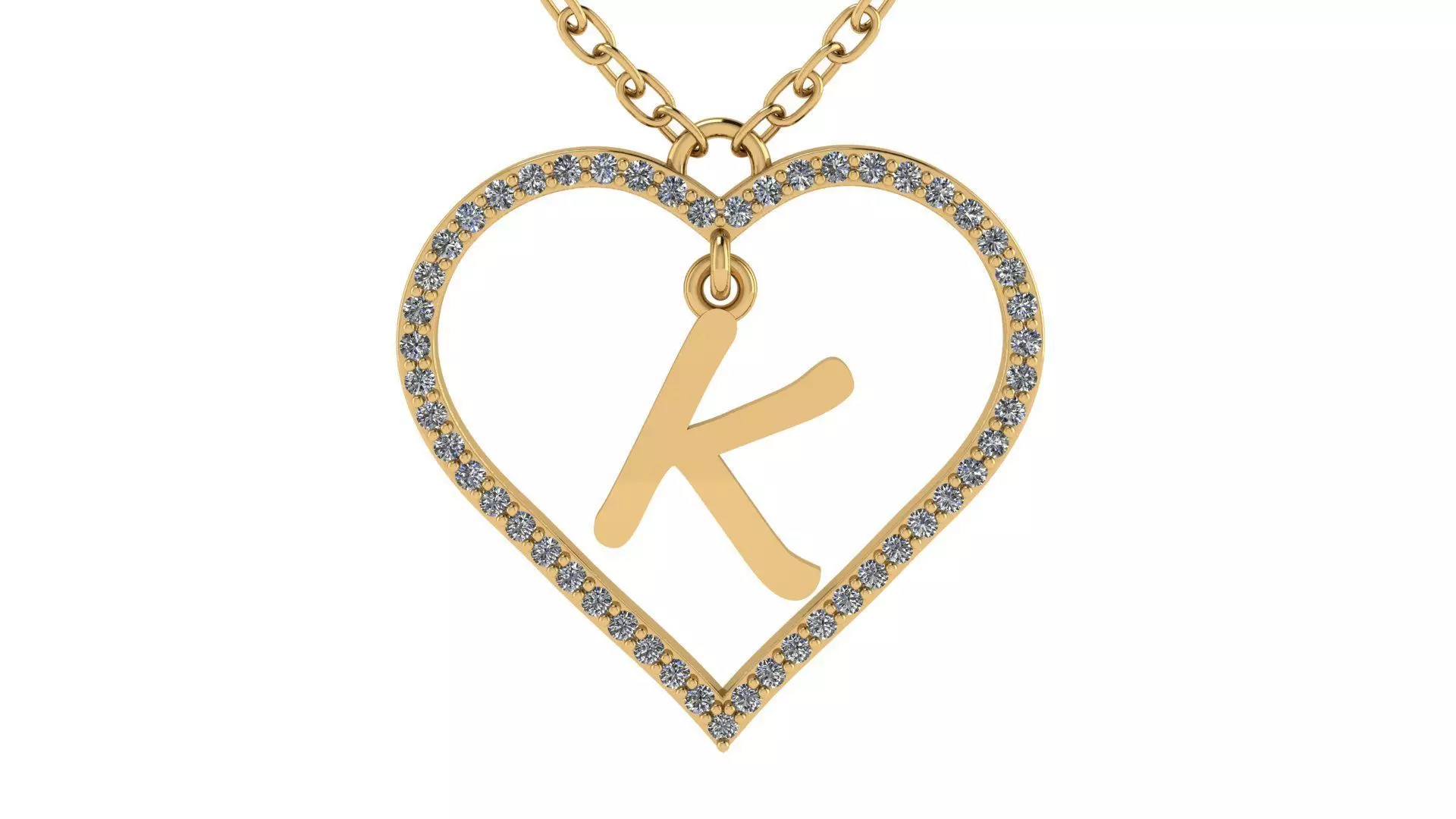 Jewelry Diamond Alphabet Pendant K 3D print model 3D print model