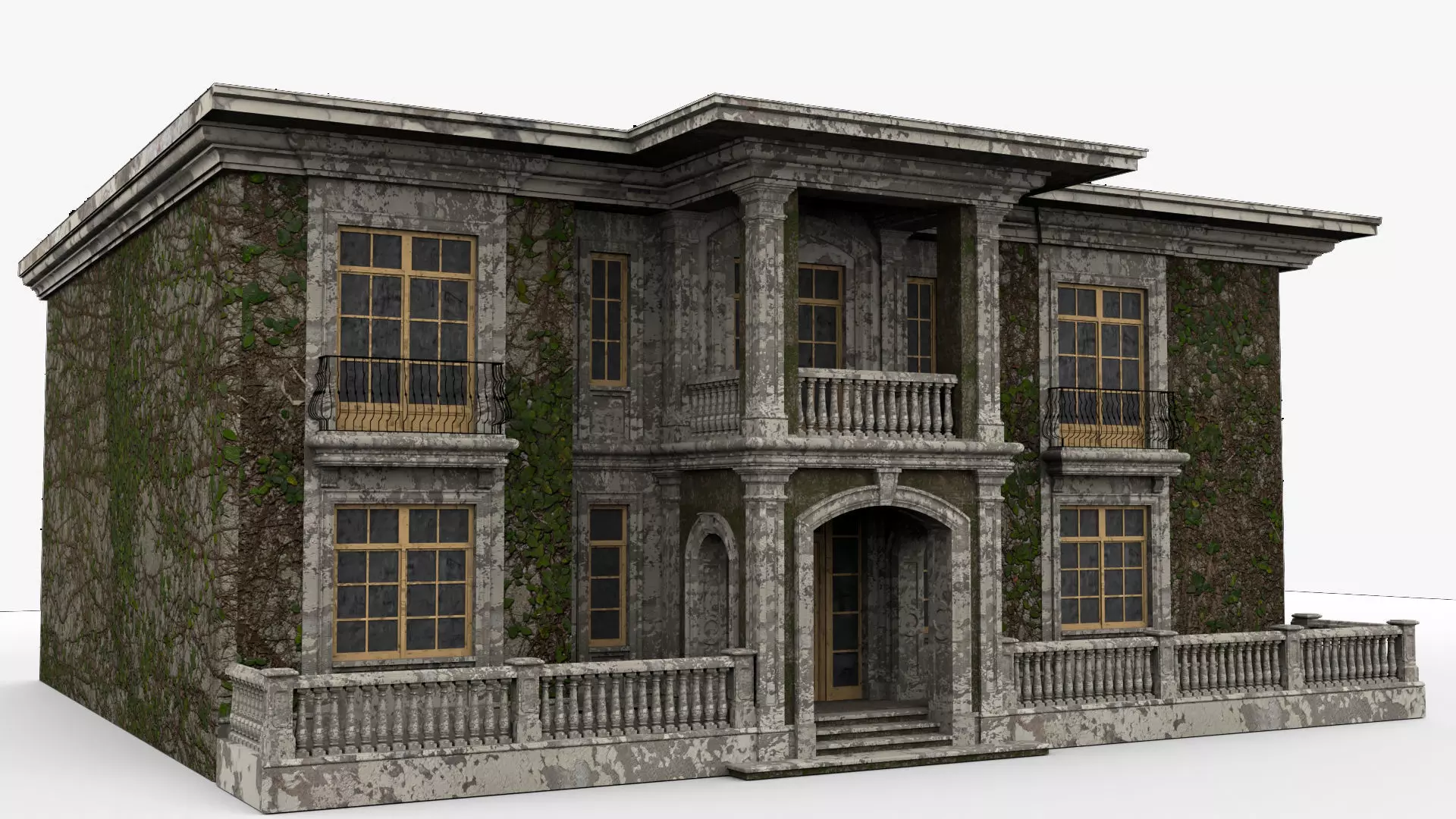 Detailed Abandoned House 3D model_0